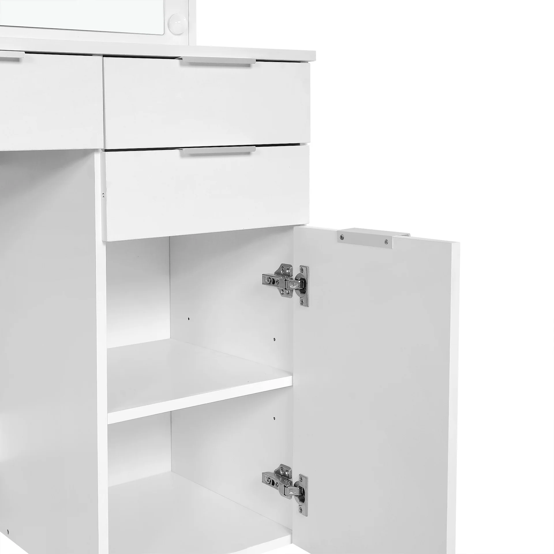 Comfrey 2 Piece Dressing Table with Mirror & Stool Set - White - Image 12