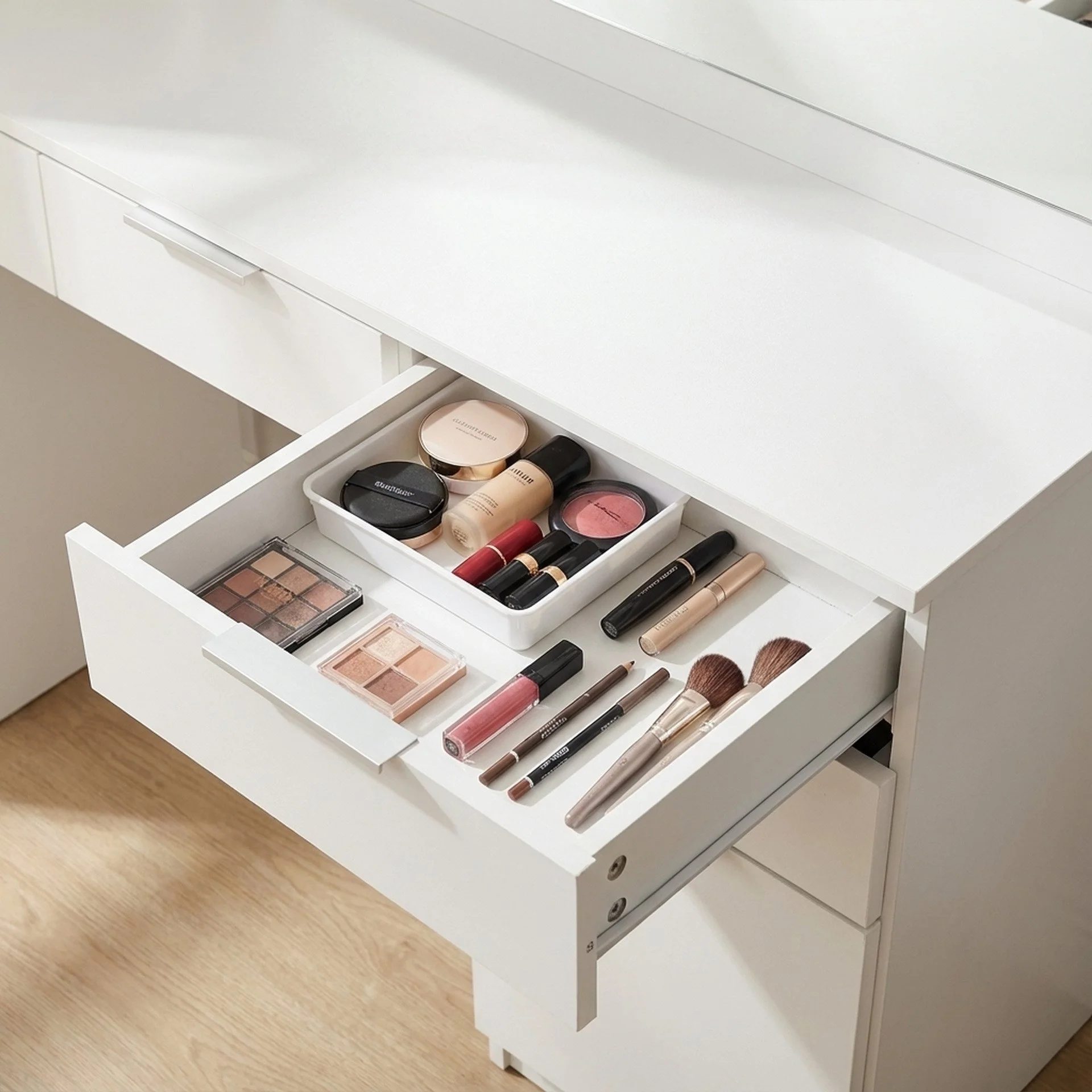 Comfrey 2 Piece Dressing Table with Mirror & Stool Set - White - Image 6