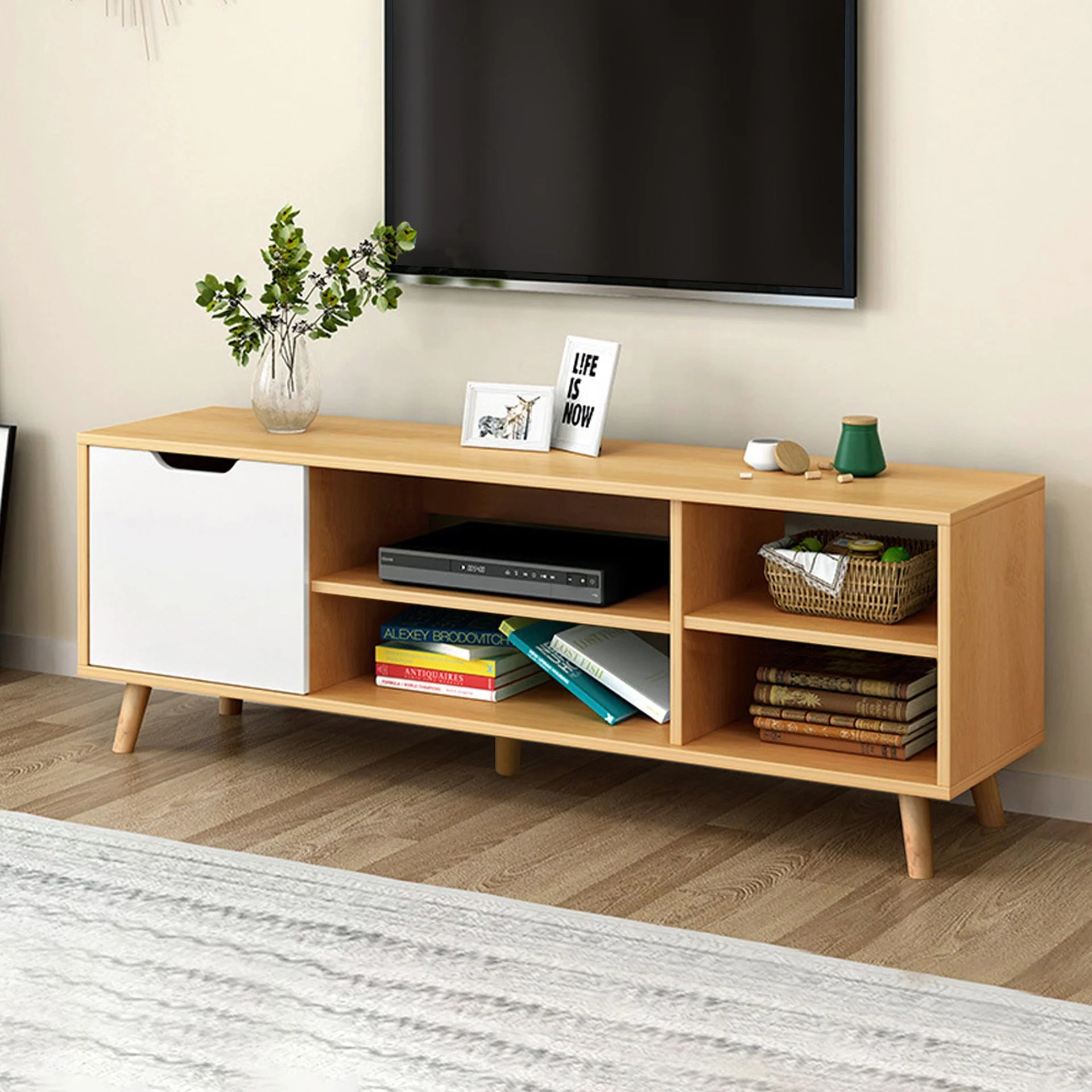 Como 1.2M Entertainment Unit - Maple + White - Image 7
