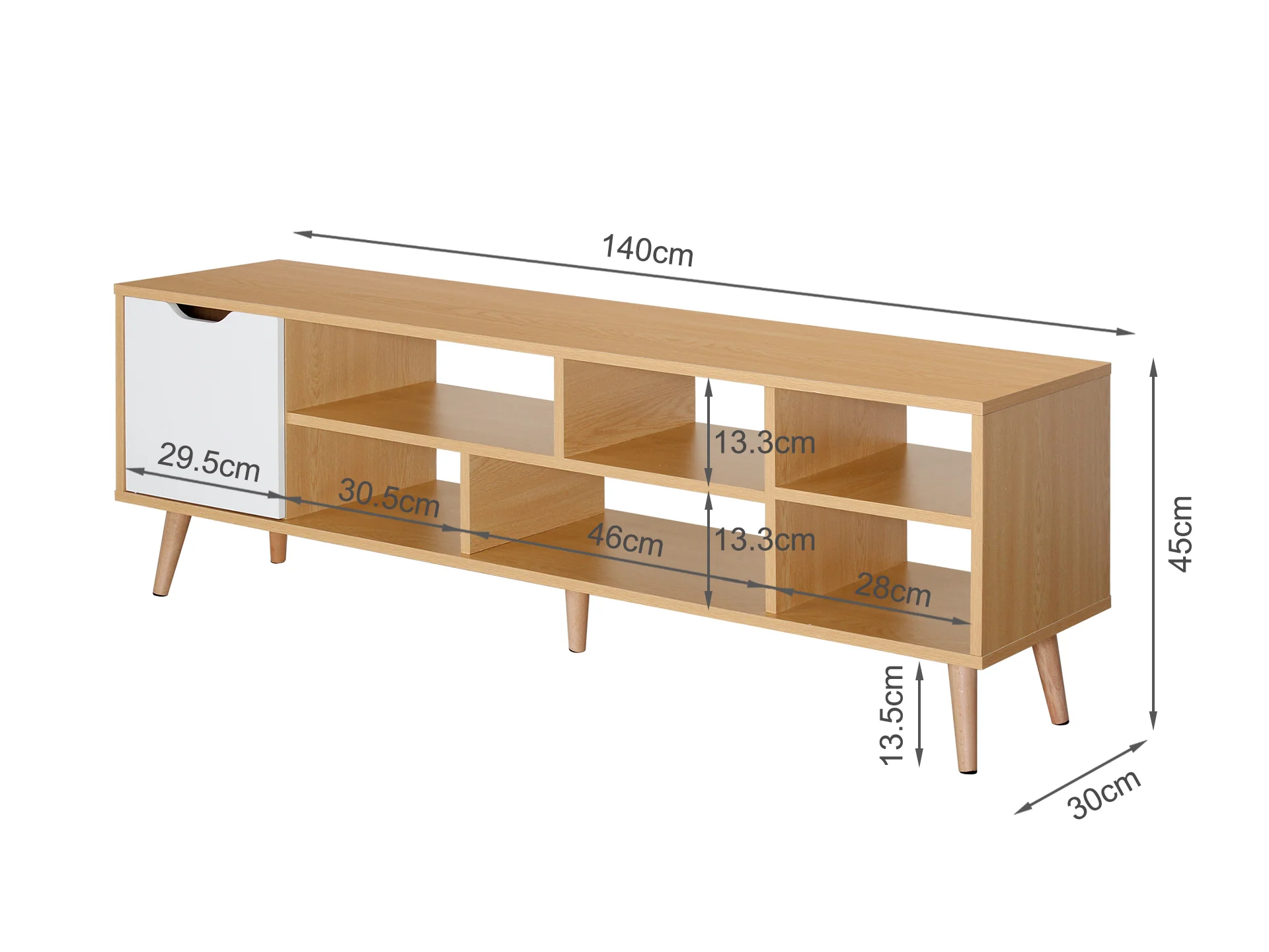 Como 1.4m Entertainment Unit - Oak - Image 4