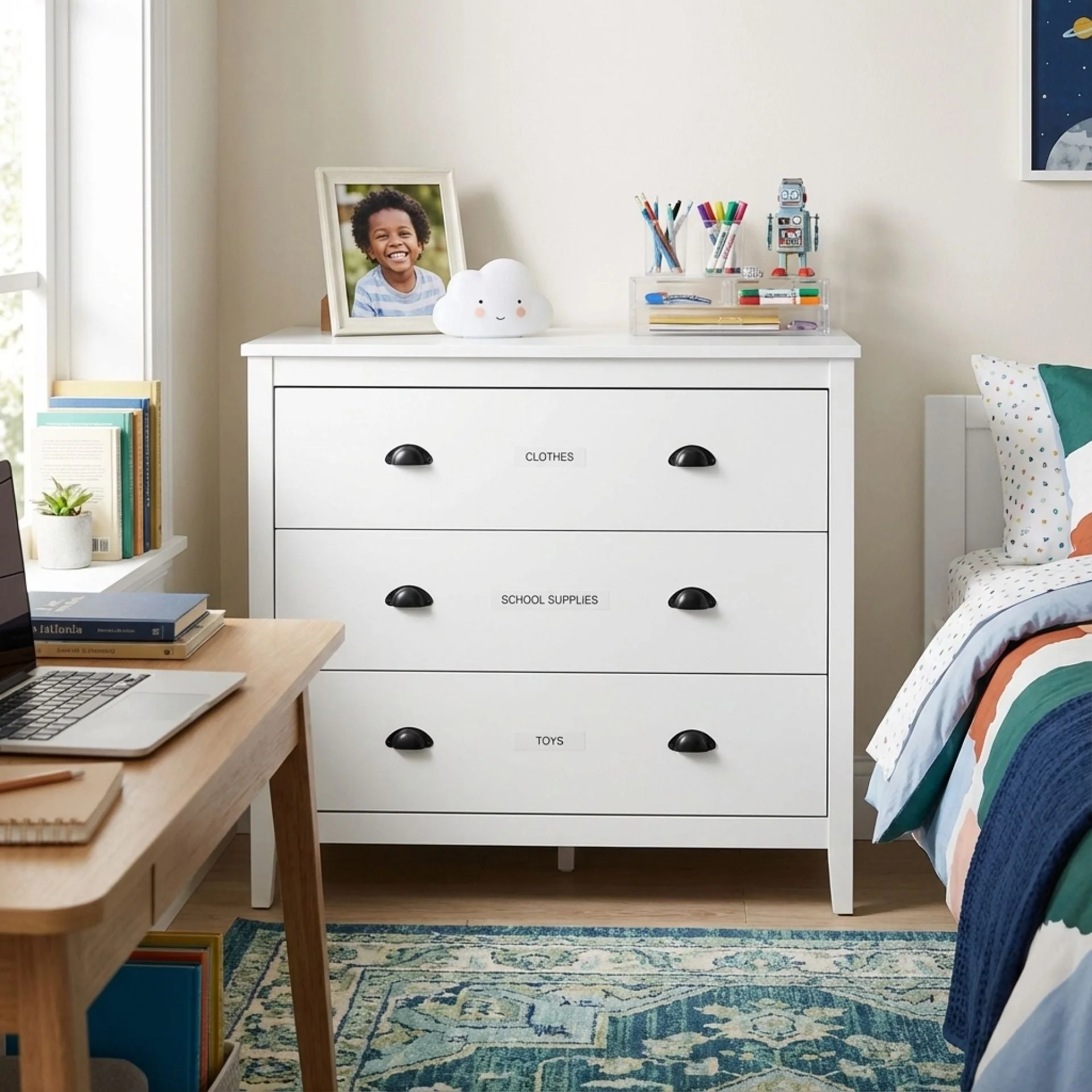 Congo 3 Drawers Tallboy - White - Image 3