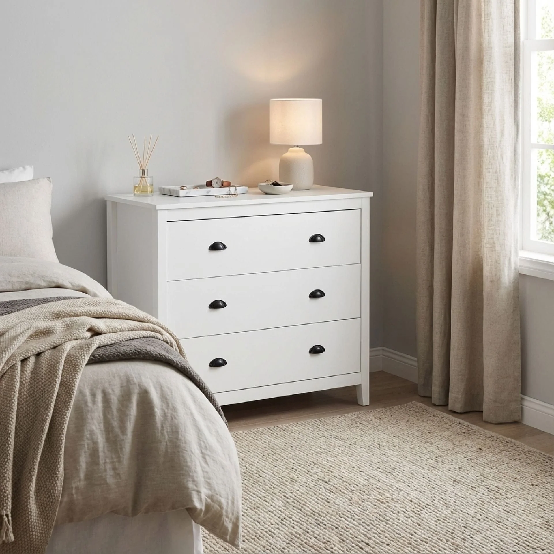 Congo 3 Drawers Tallboy - White - Image 4