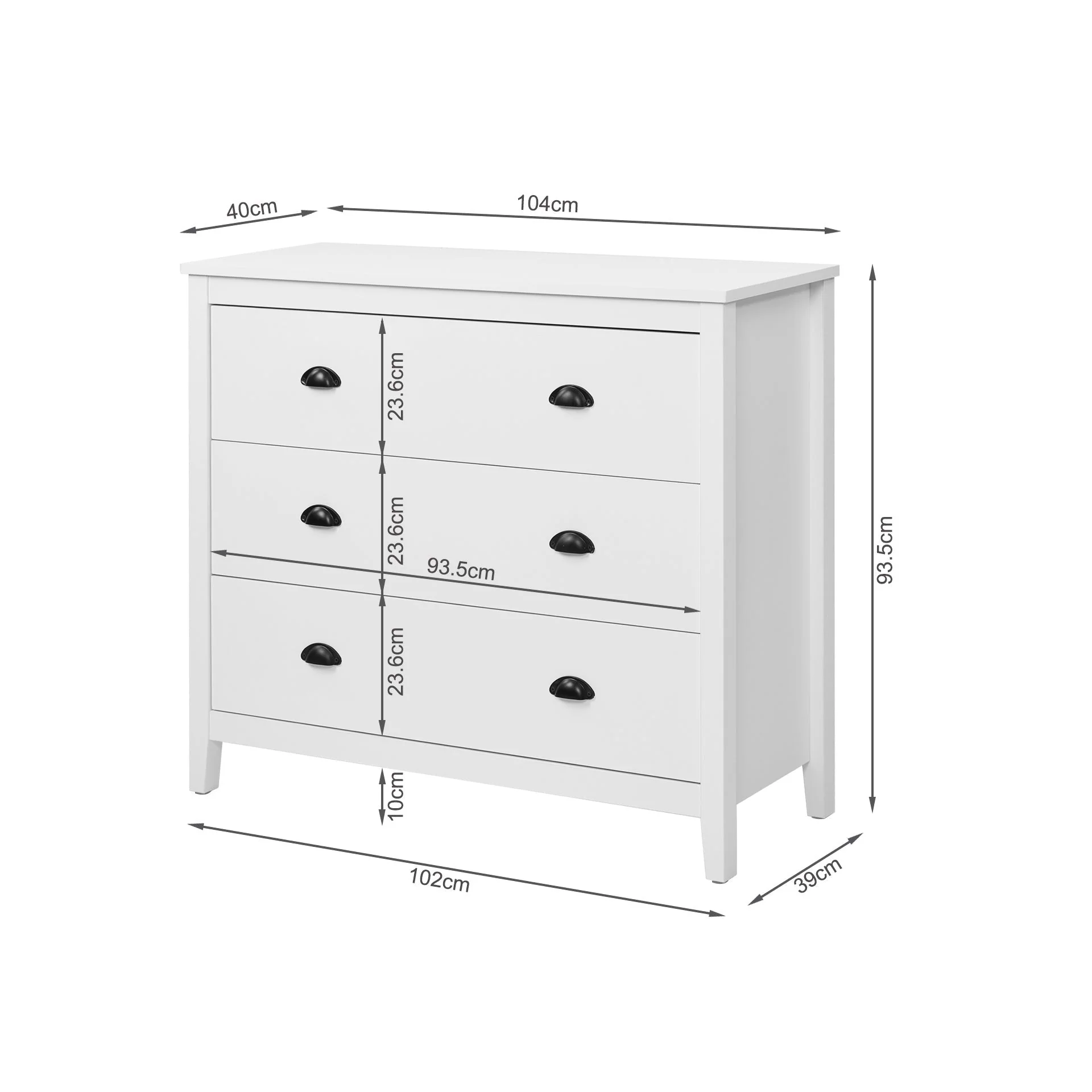 Congo 3 Drawers Tallboy - White - Image 9