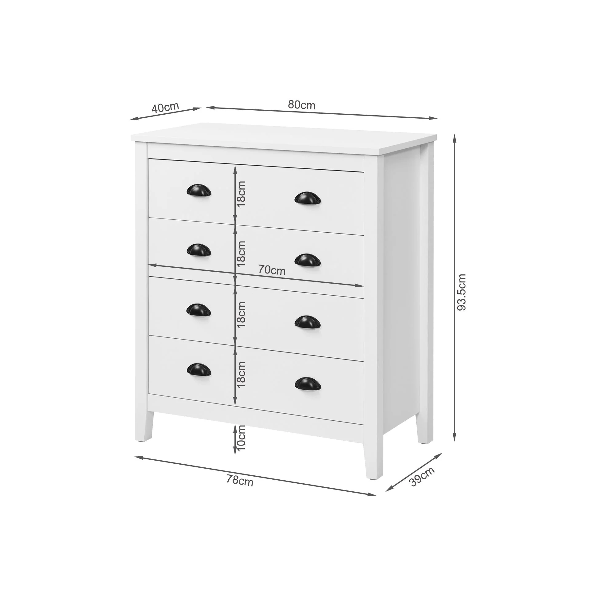 Congo 4 Drawers Tallboy - White - Image 8