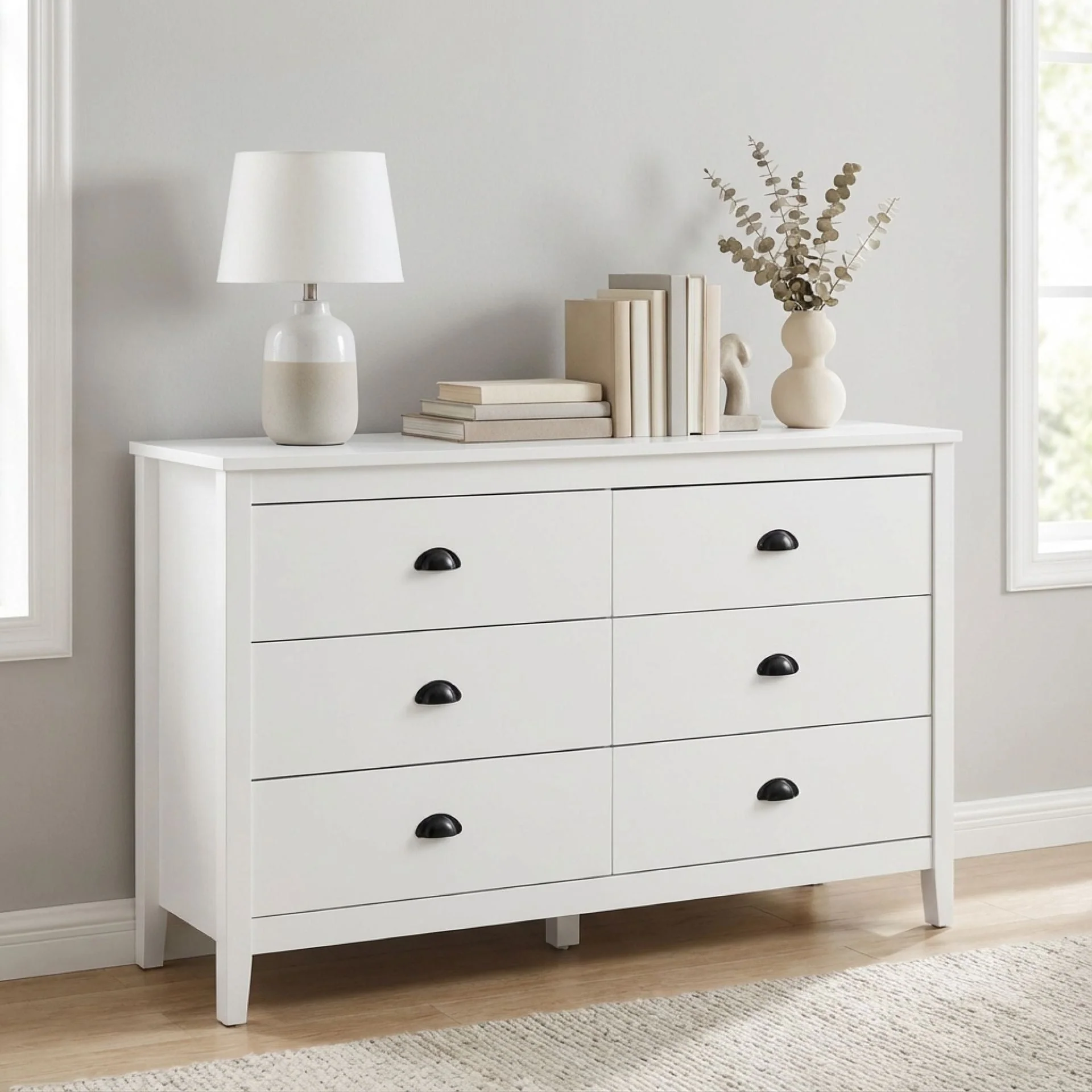 Congo 6 Drawers Low Boy - White - Image 4