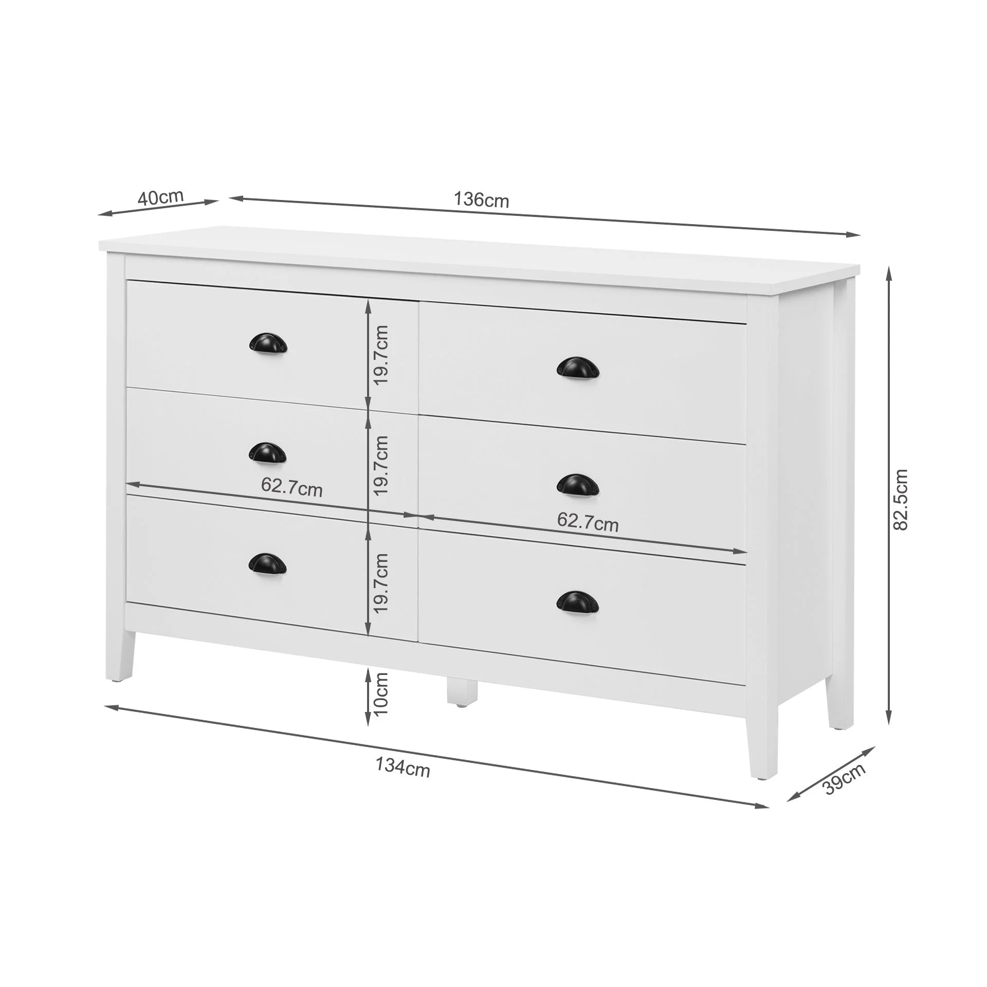 Congo 6 Drawers Low Boy - White - Image 9