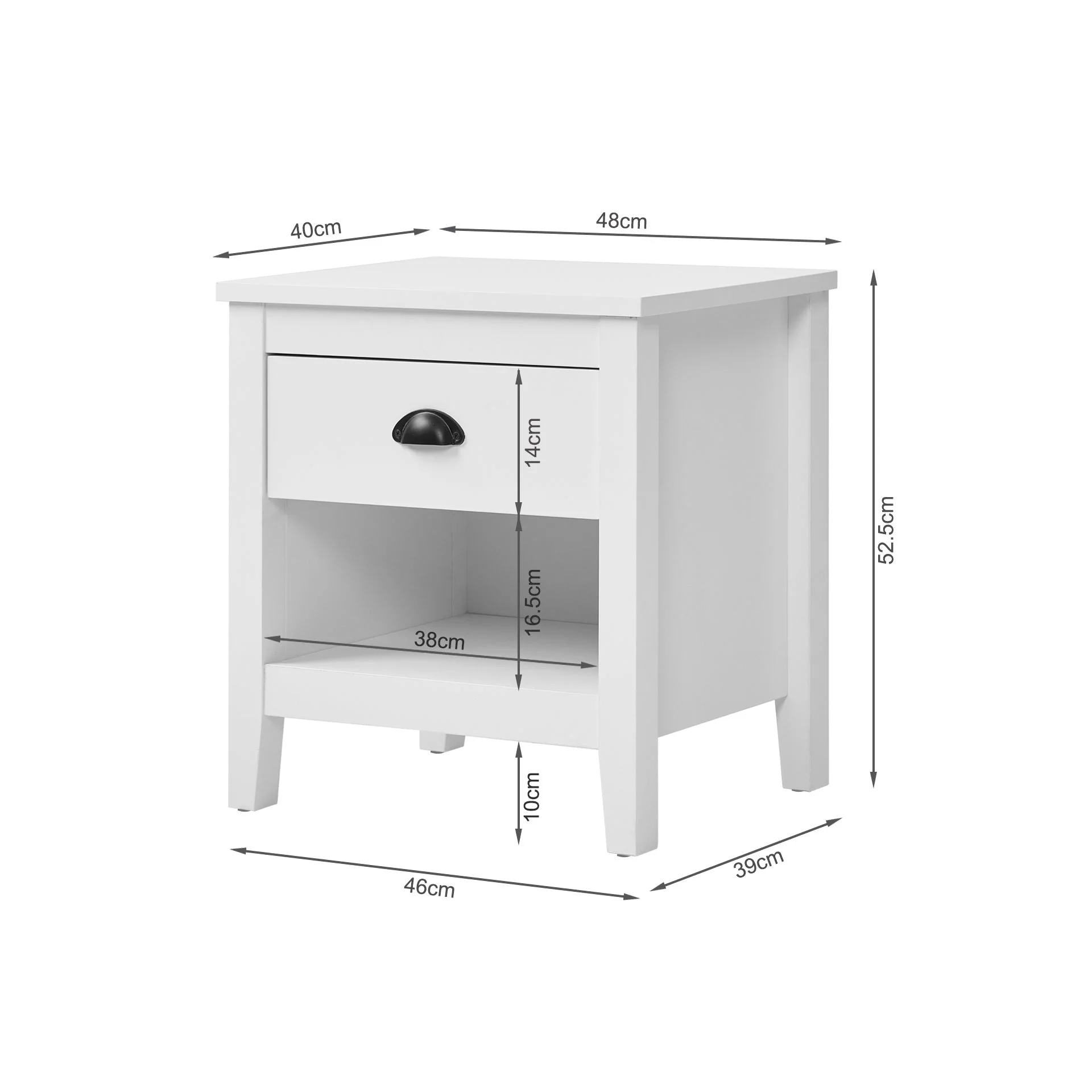 Congo Wooden Bedside Table - White - Image 7