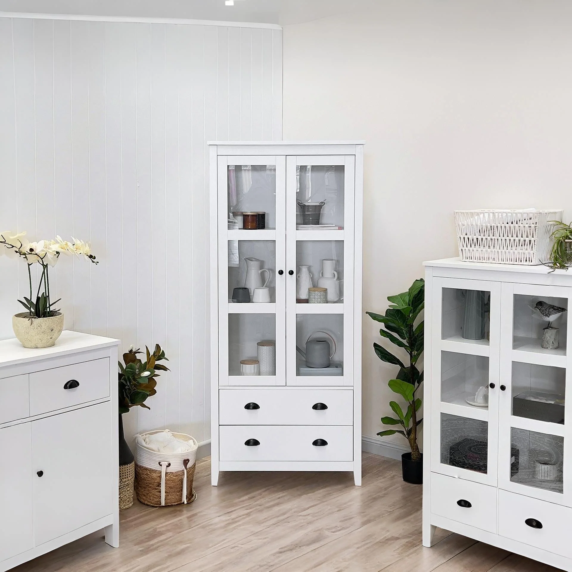 Congo Display Cabinet with 2 Drawer - White - Image 7