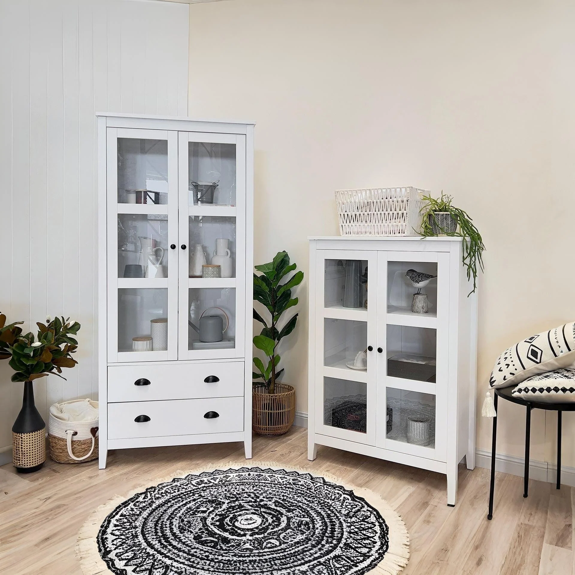 Congo Display Cabinet with 2 Drawer - White - Image 8