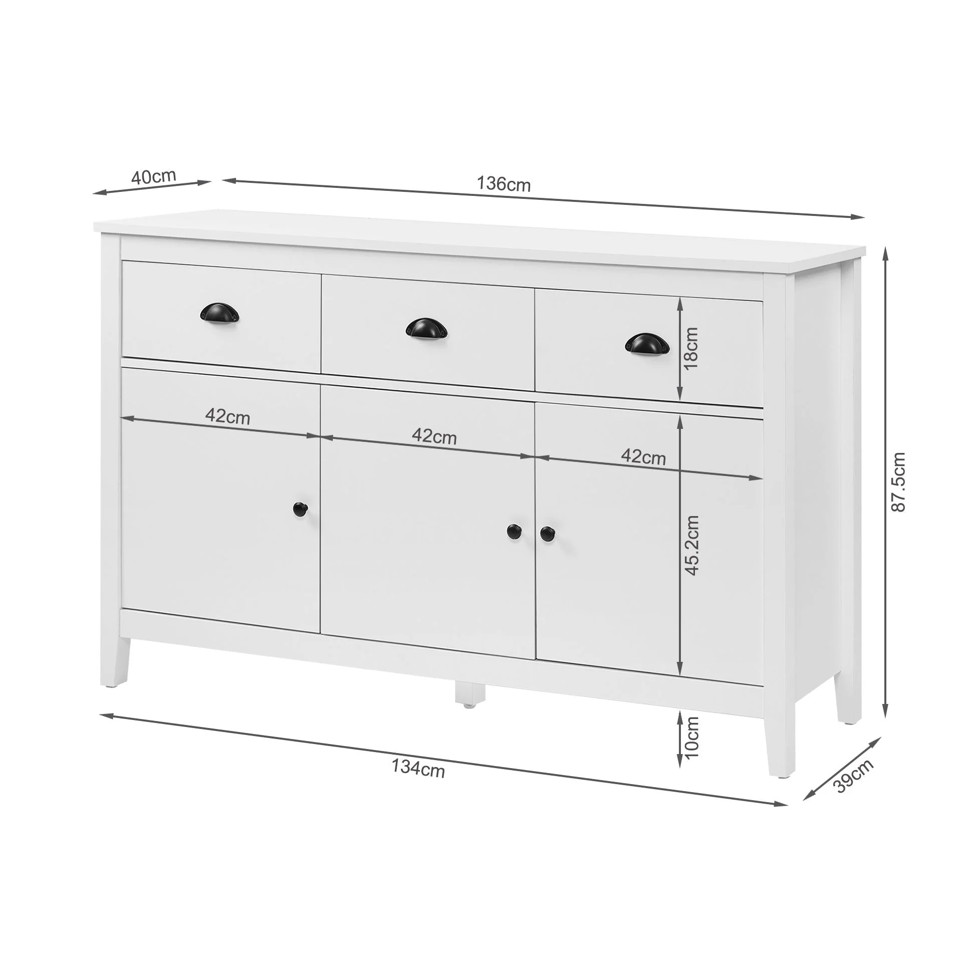 Congo Sideboard Buffet Table - White - Image 13