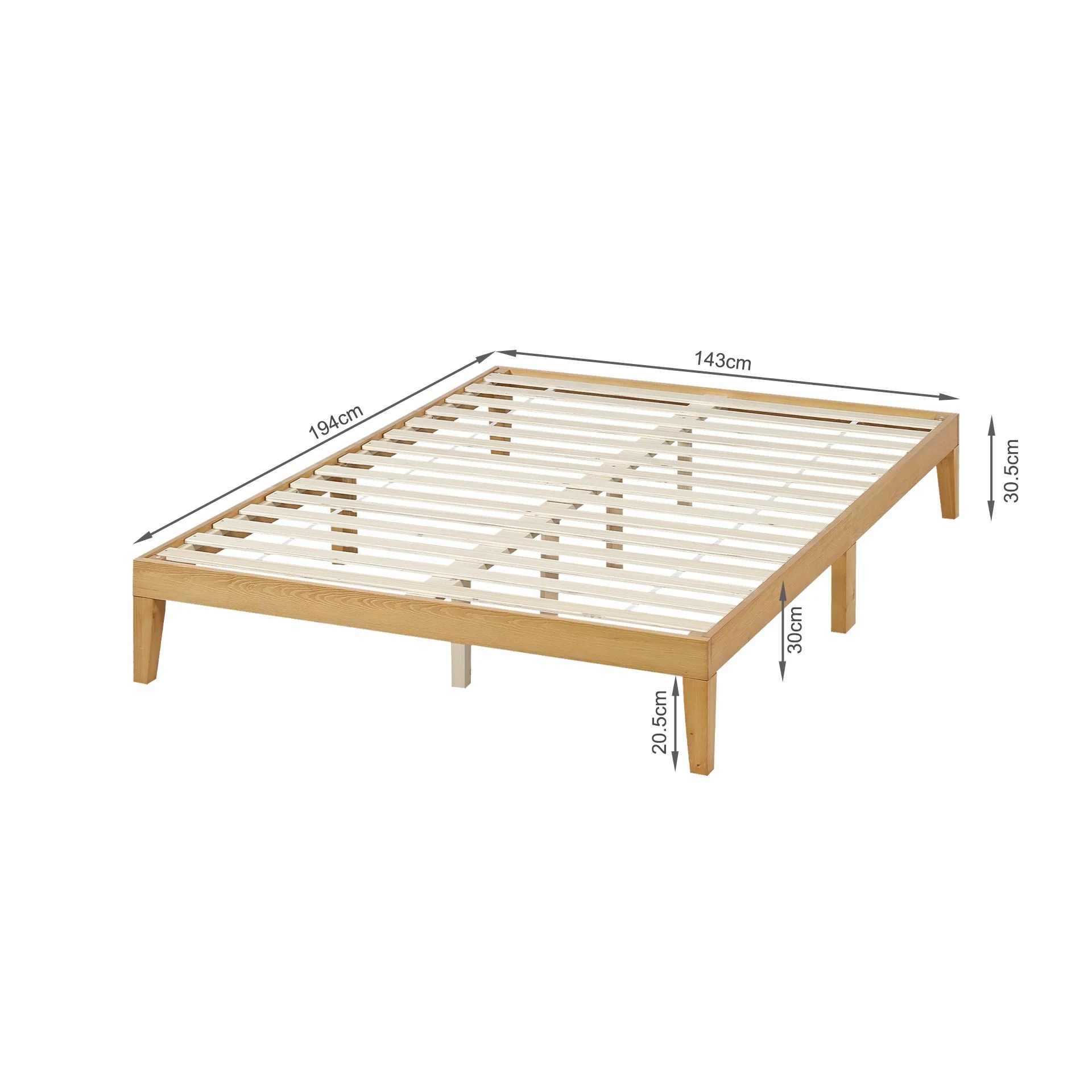 Conival Double Wooden Bed Frame - Natural Oak - Image 10