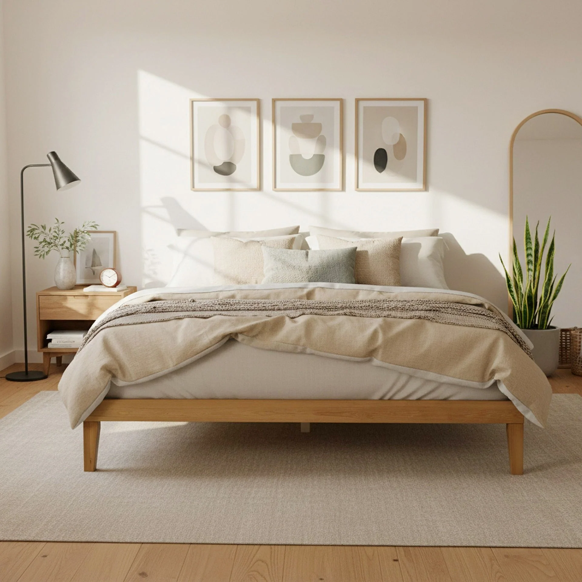 Conival King Wooden Bed Frame - Natural Oak - Image 2