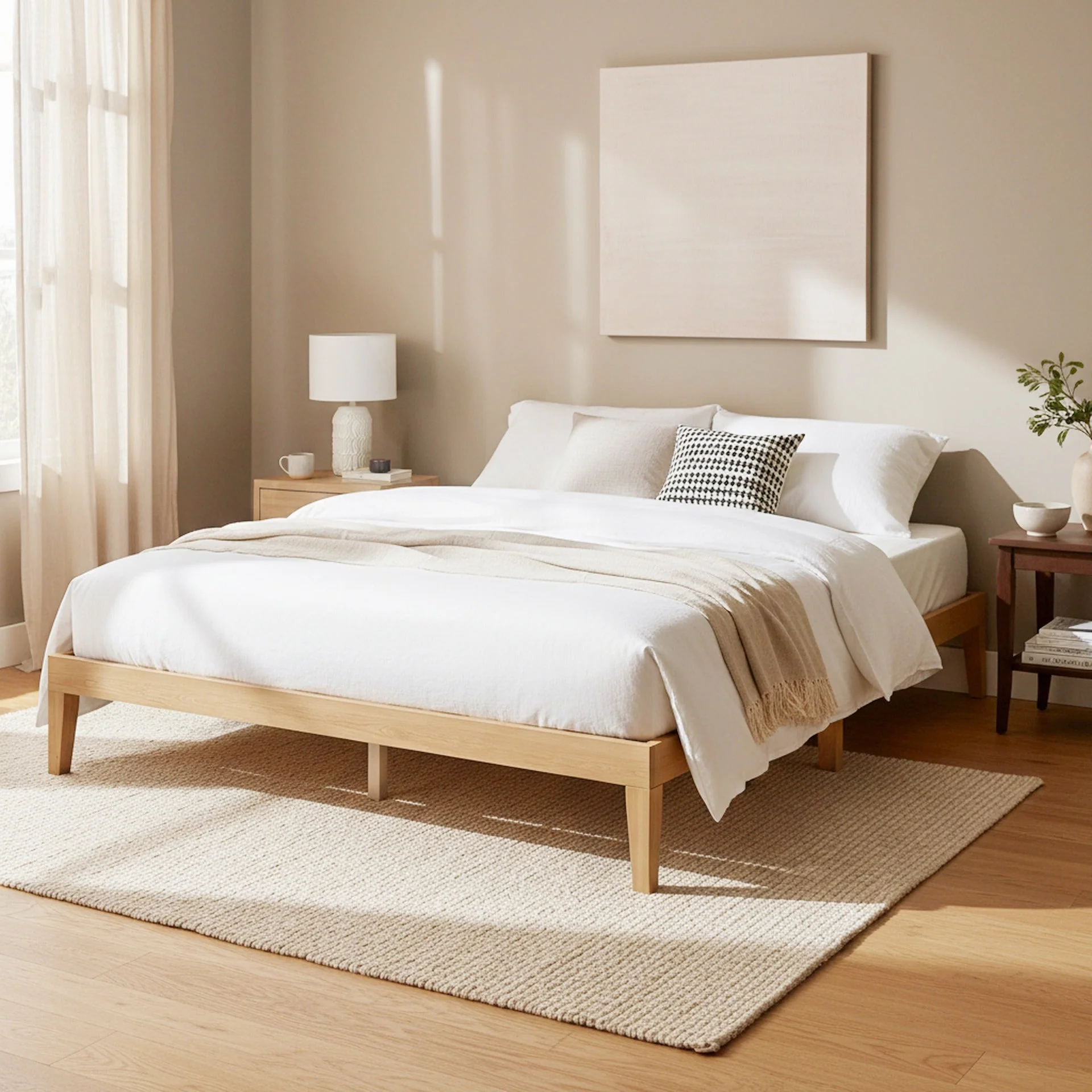 Conival King Wooden Bed Frame - Natural Oak - Image 3
