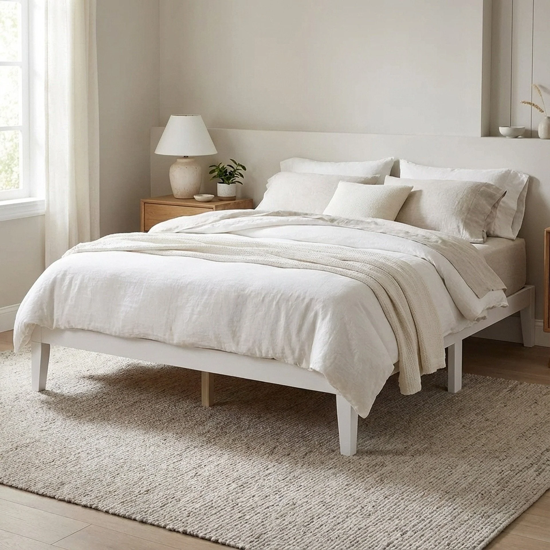Conival King Wooden Bed Frame - White