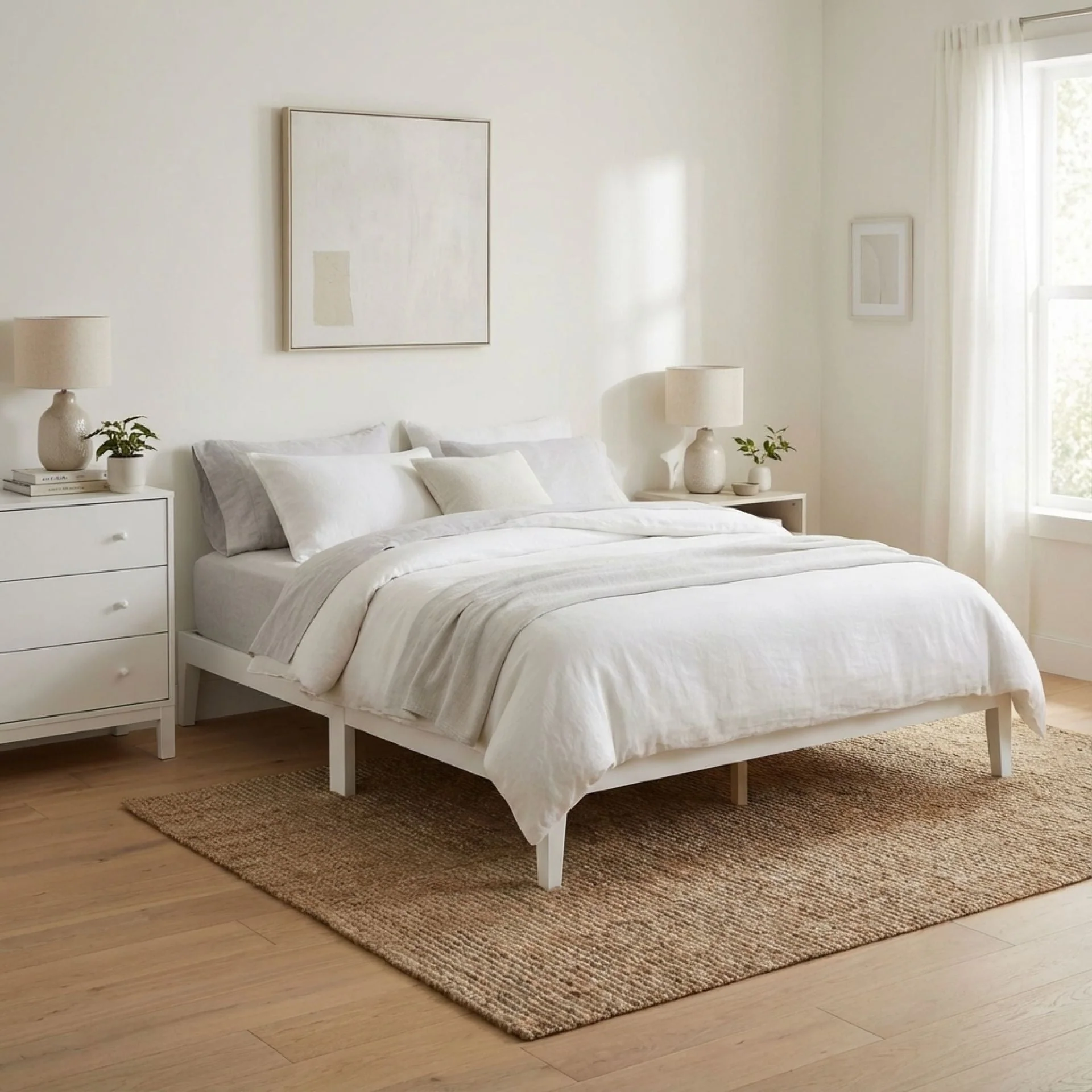 Conival King Wooden Bed Frame - White - Image 3
