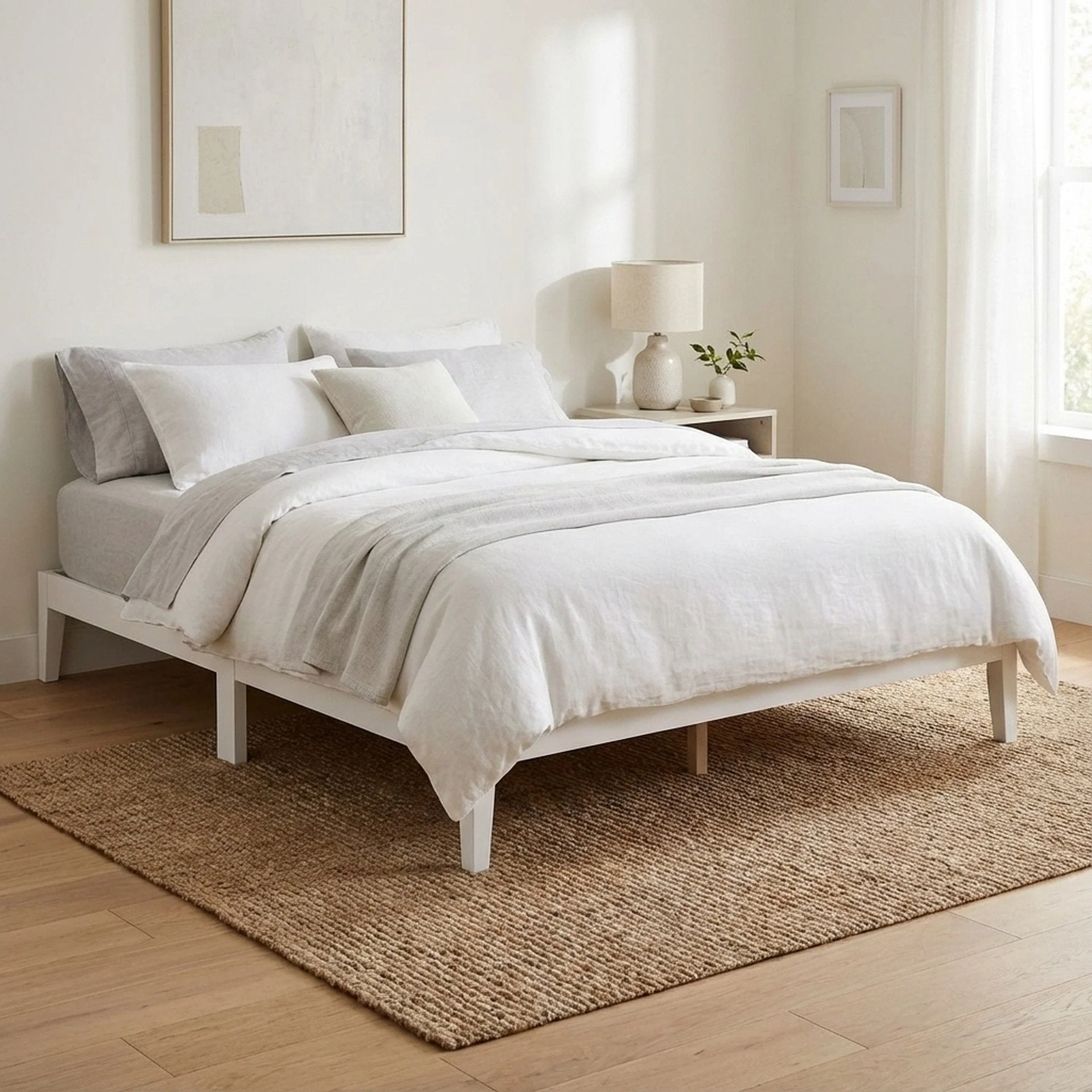 Conival King Wooden Bed Frame - White - Image 4
