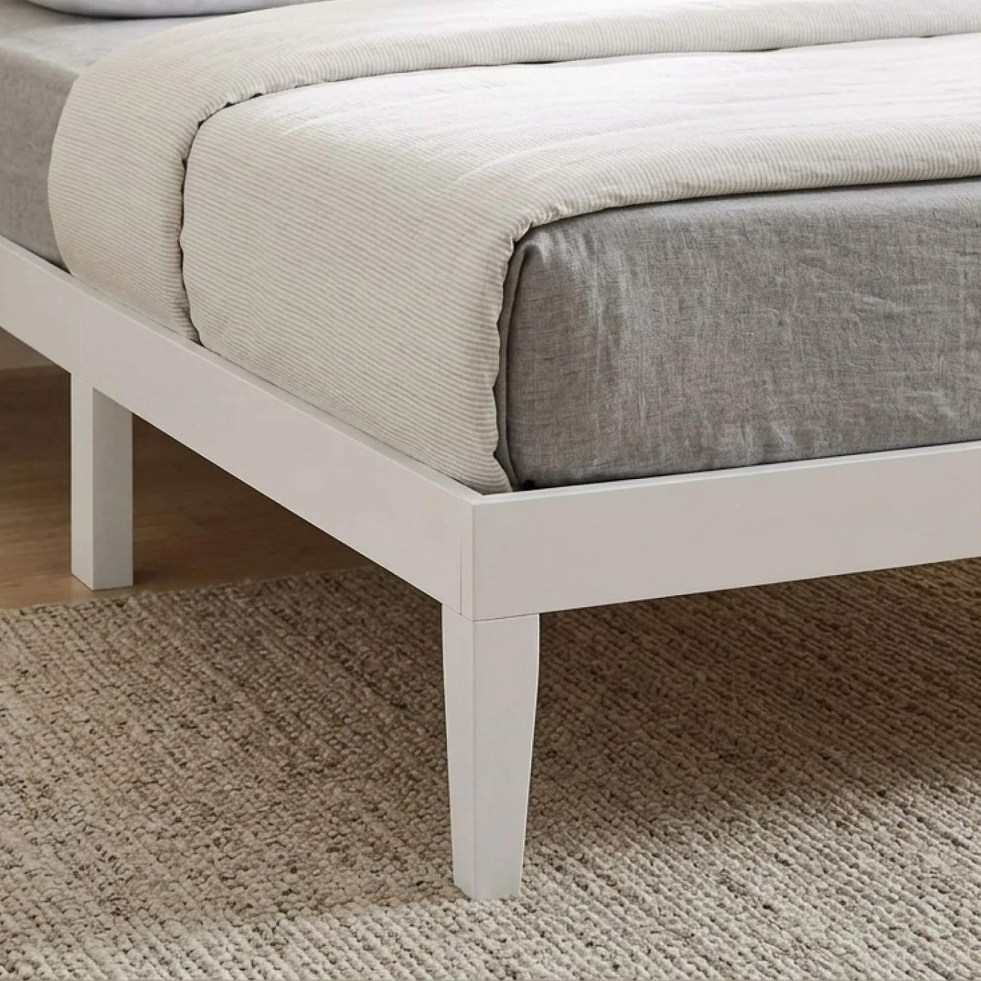 Conival King Wooden Bed Frame - White - Image 5