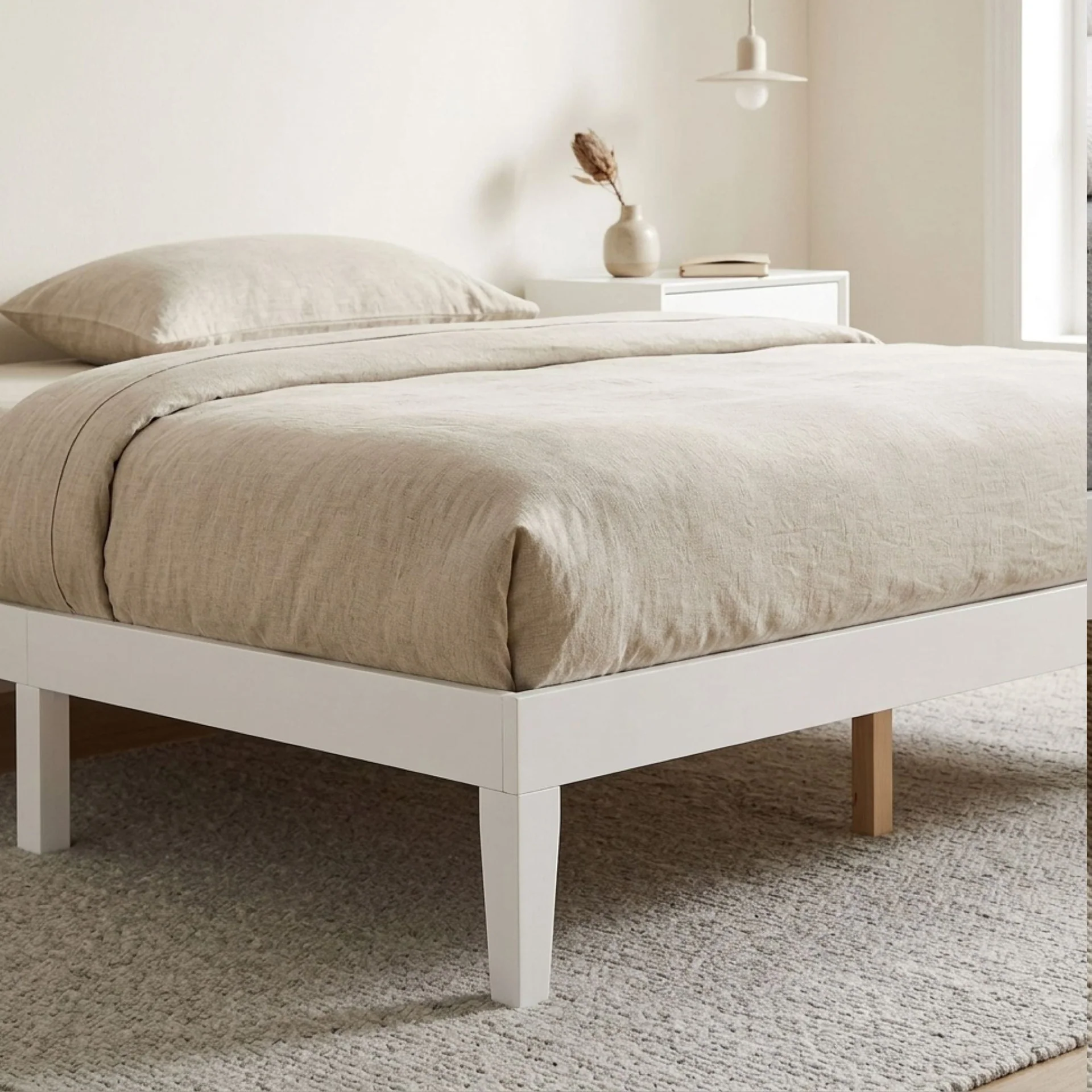 Conival King Wooden Bed Frame - White - Image 6