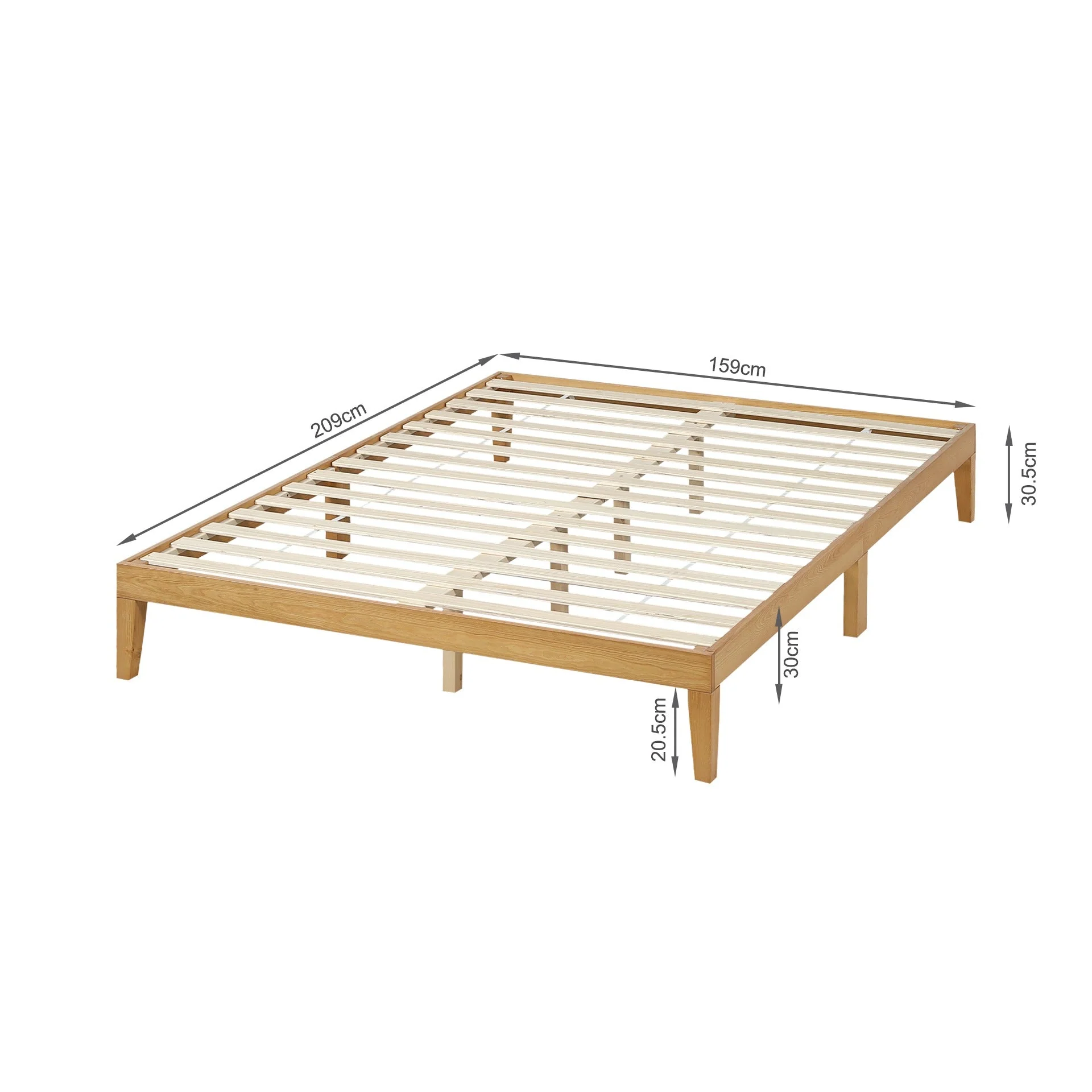 Conival Queen Wooden Bed Frame - Natural Oak - Image 10