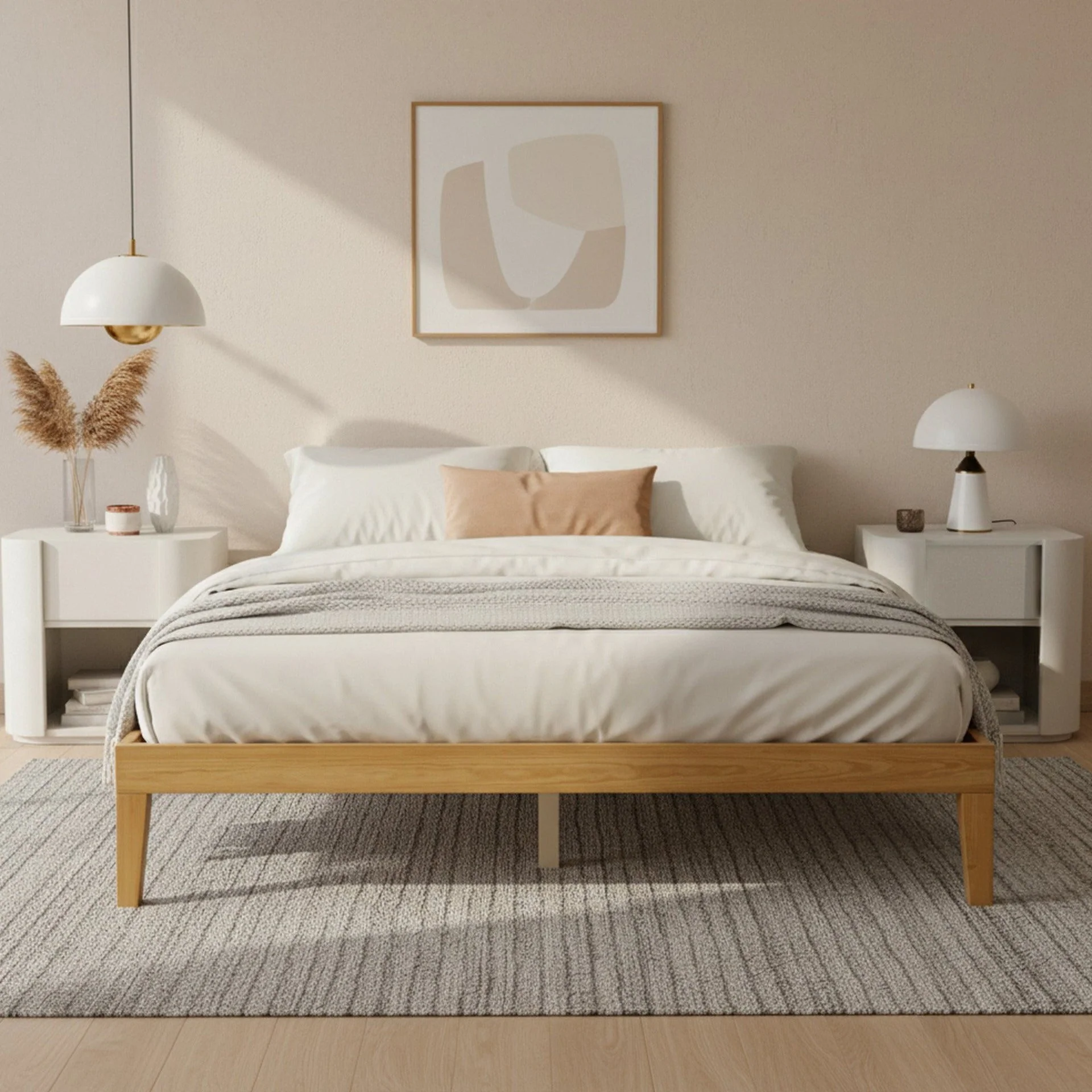 Conival Queen Wooden Bed Frame - Natural Oak - Image 2