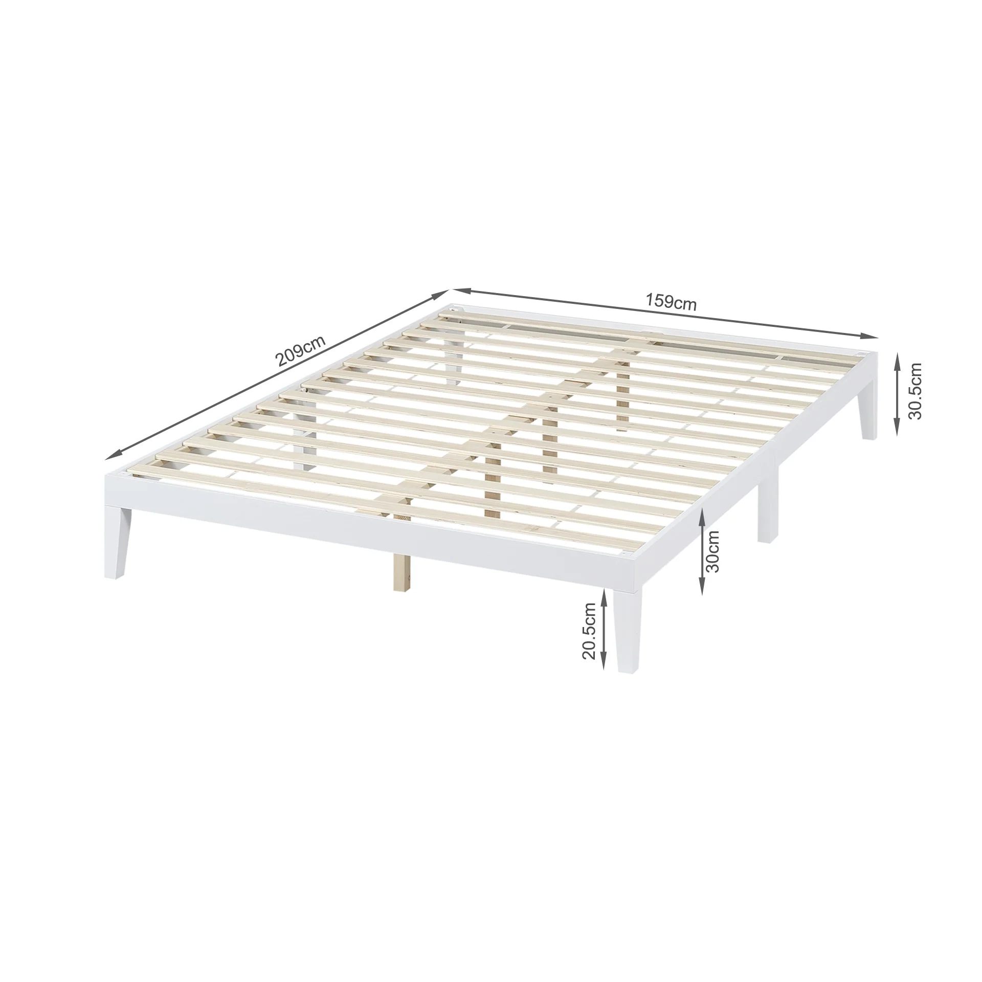 Conival Queen Wooden Bed Frame - White - Image 11