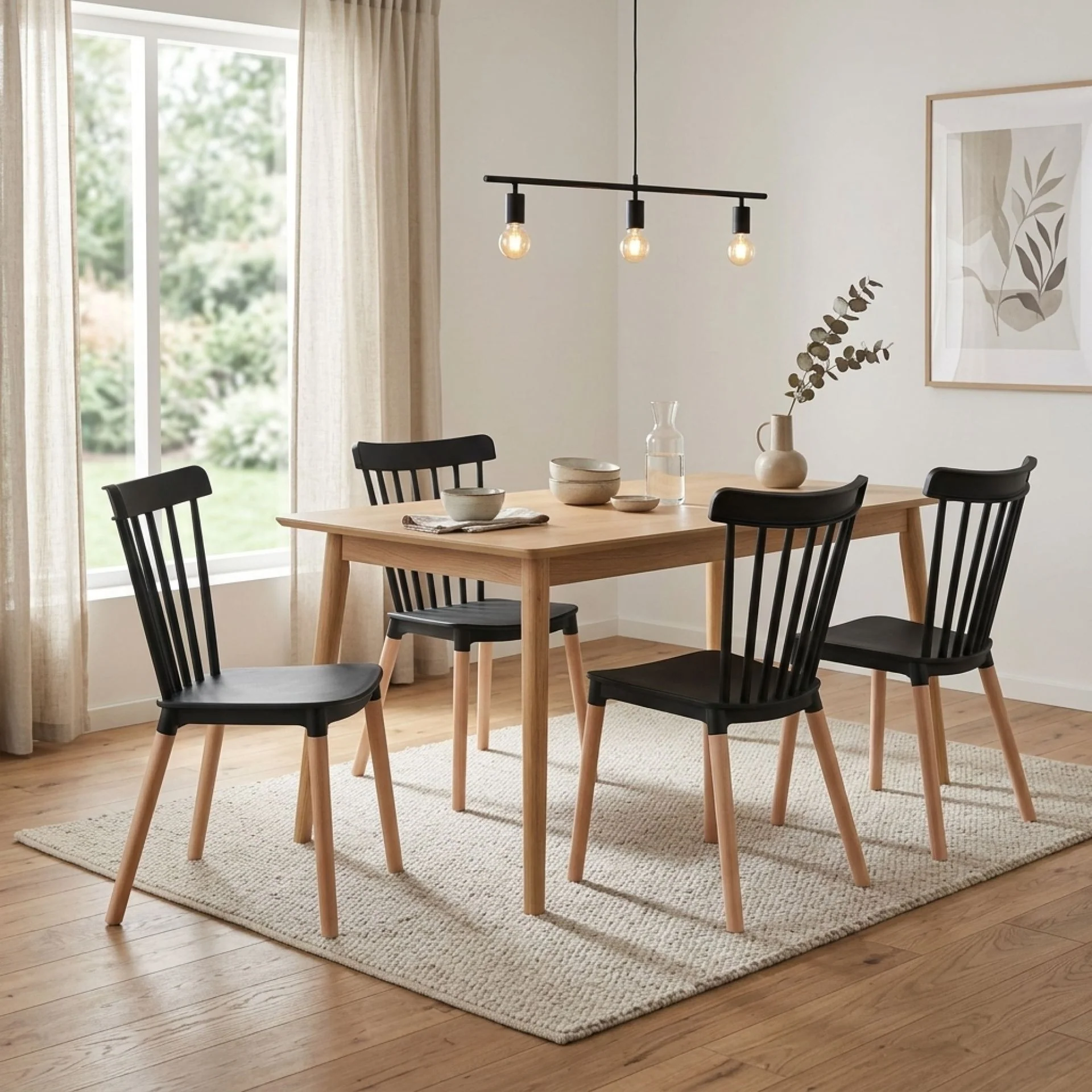 Cooper Dining Chair - Set of 4 - Black + Oak - Image 2
