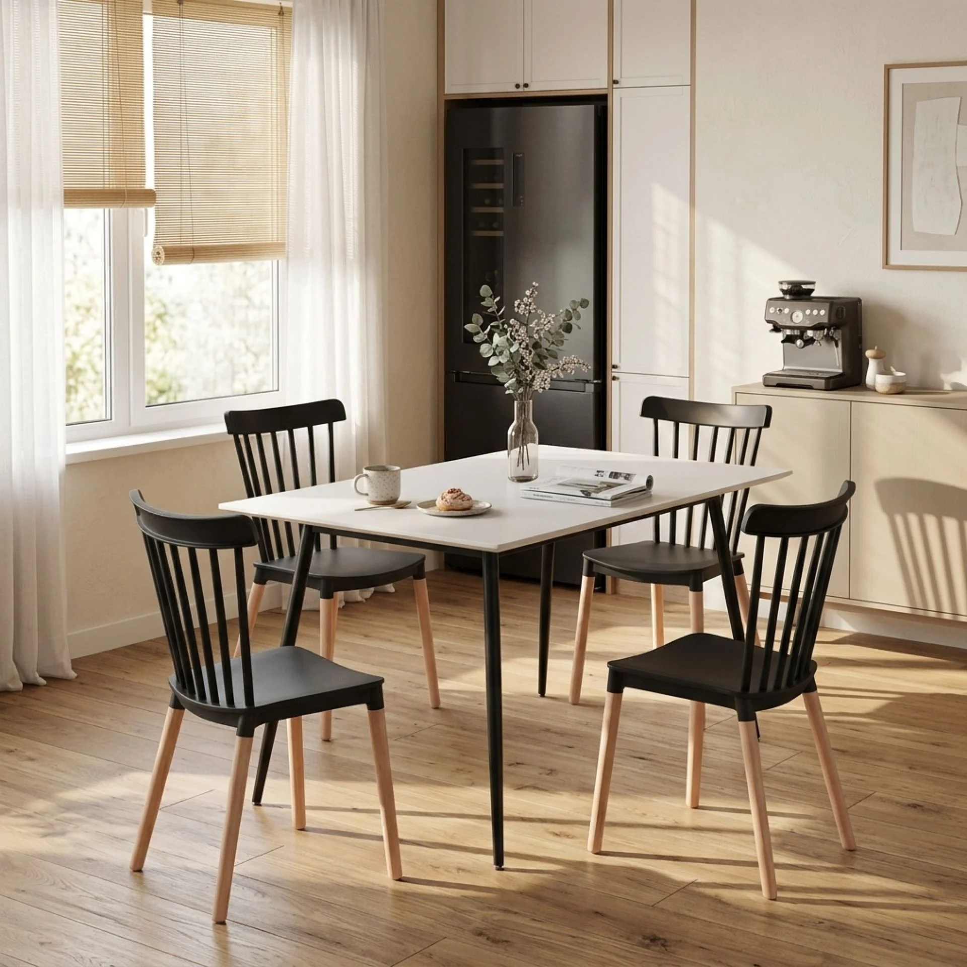 Cooper Dining Chair - Set of 4 - Black + Oak - Image 7