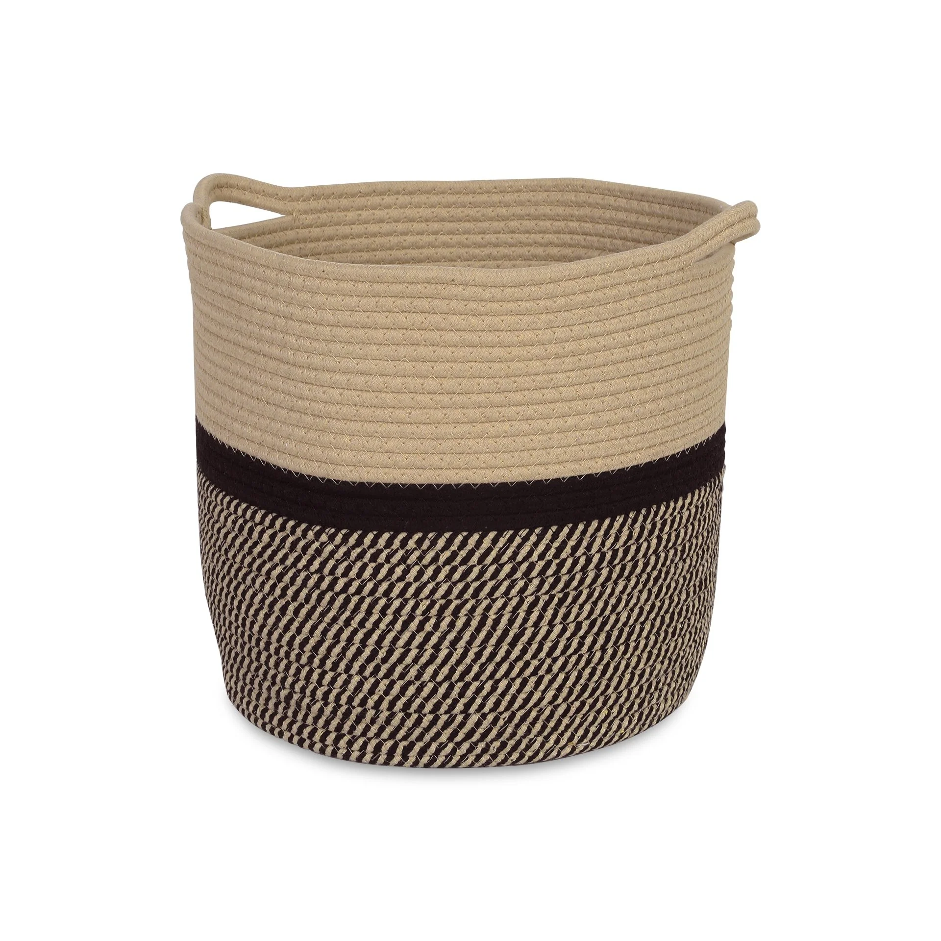 Cotton Rope Basket - Beige + Black - Image 2