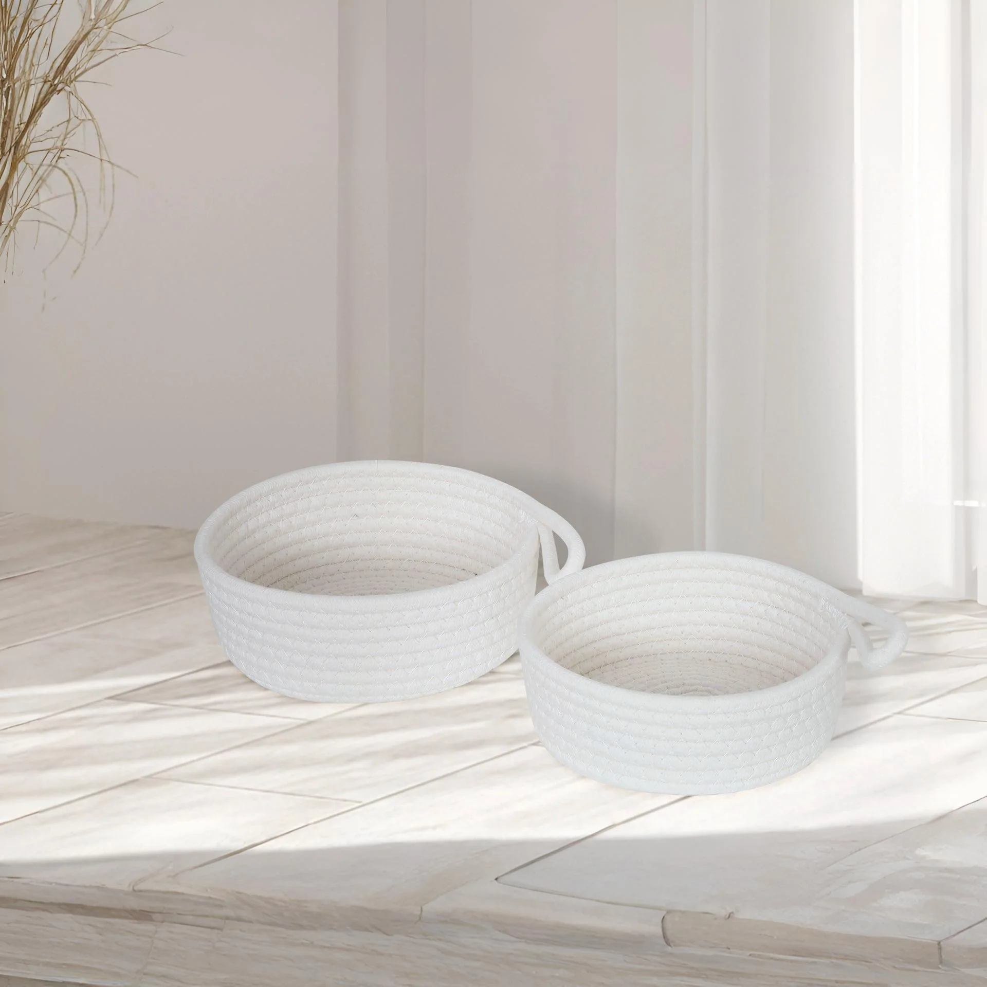 Cotton Rope Basket - Set of 2 - White