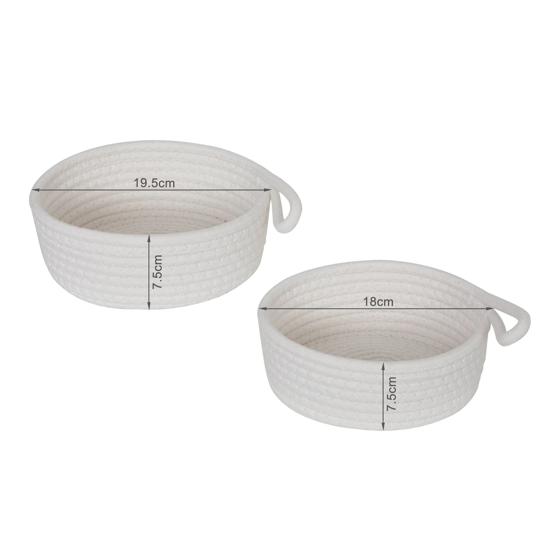 Cotton Rope Basket - Set of 2 - White - Image 7