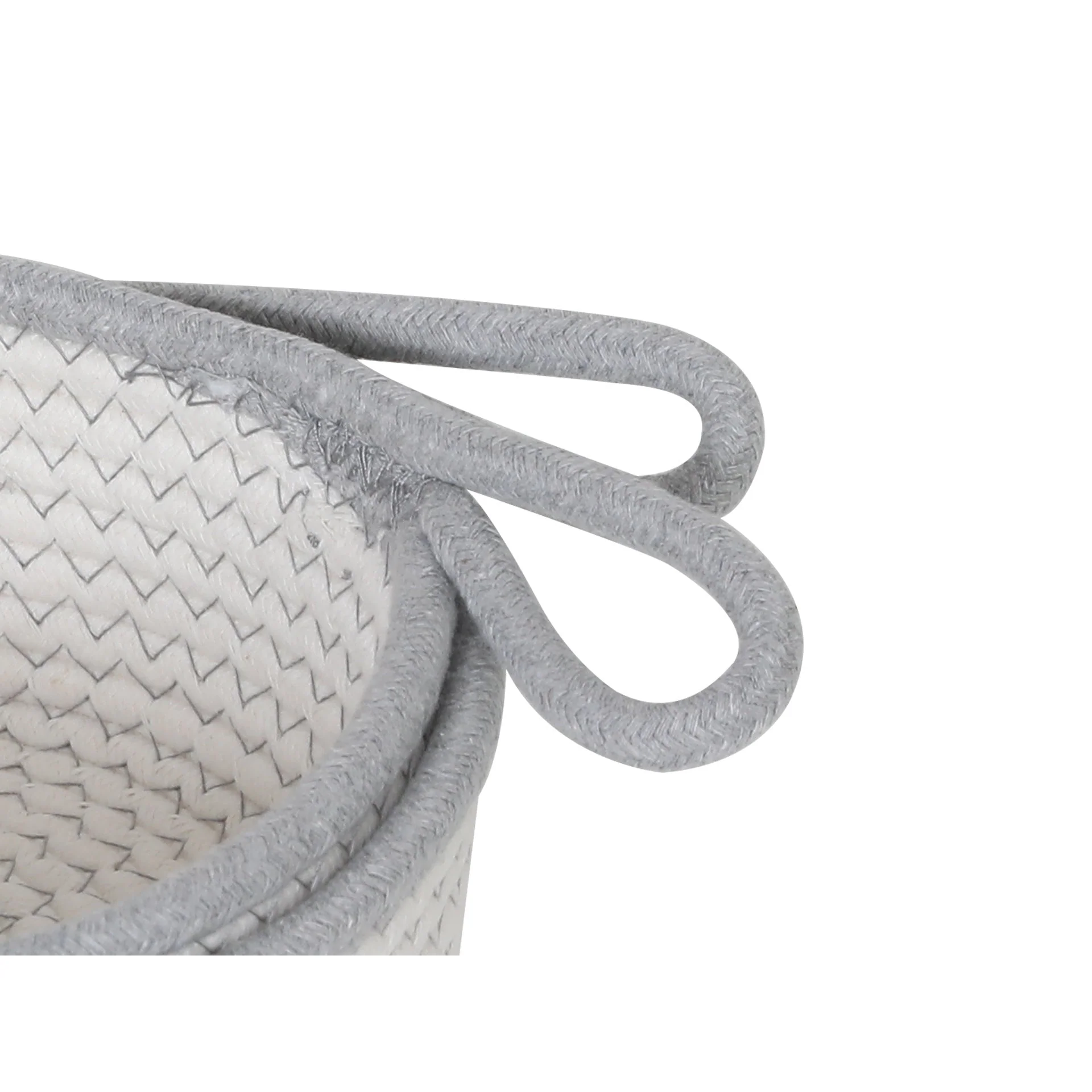 Cotton Rope Basket - Set of 2 - White + Grey - Image 6
