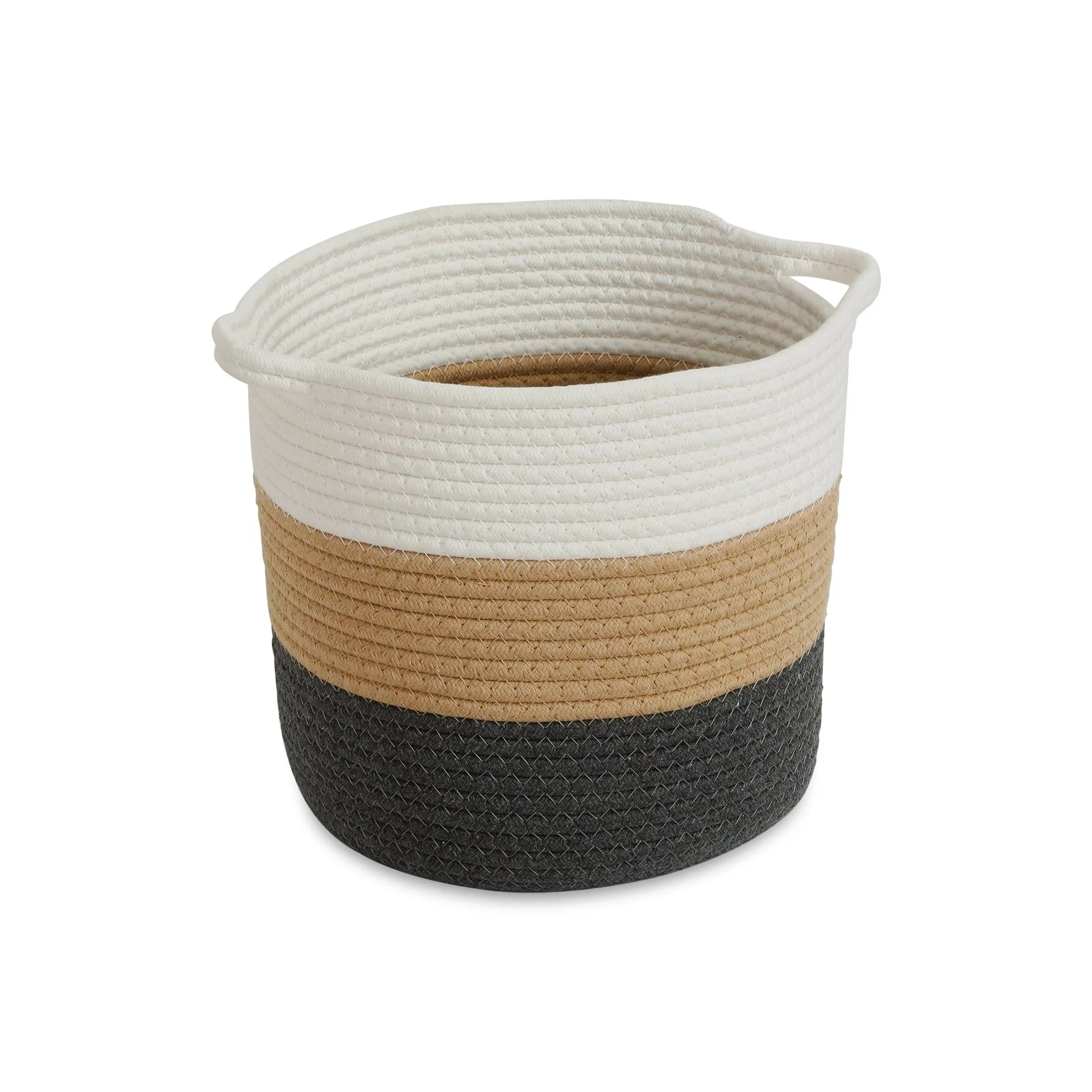 Cotton Rope Basket - White + Black - Image 2