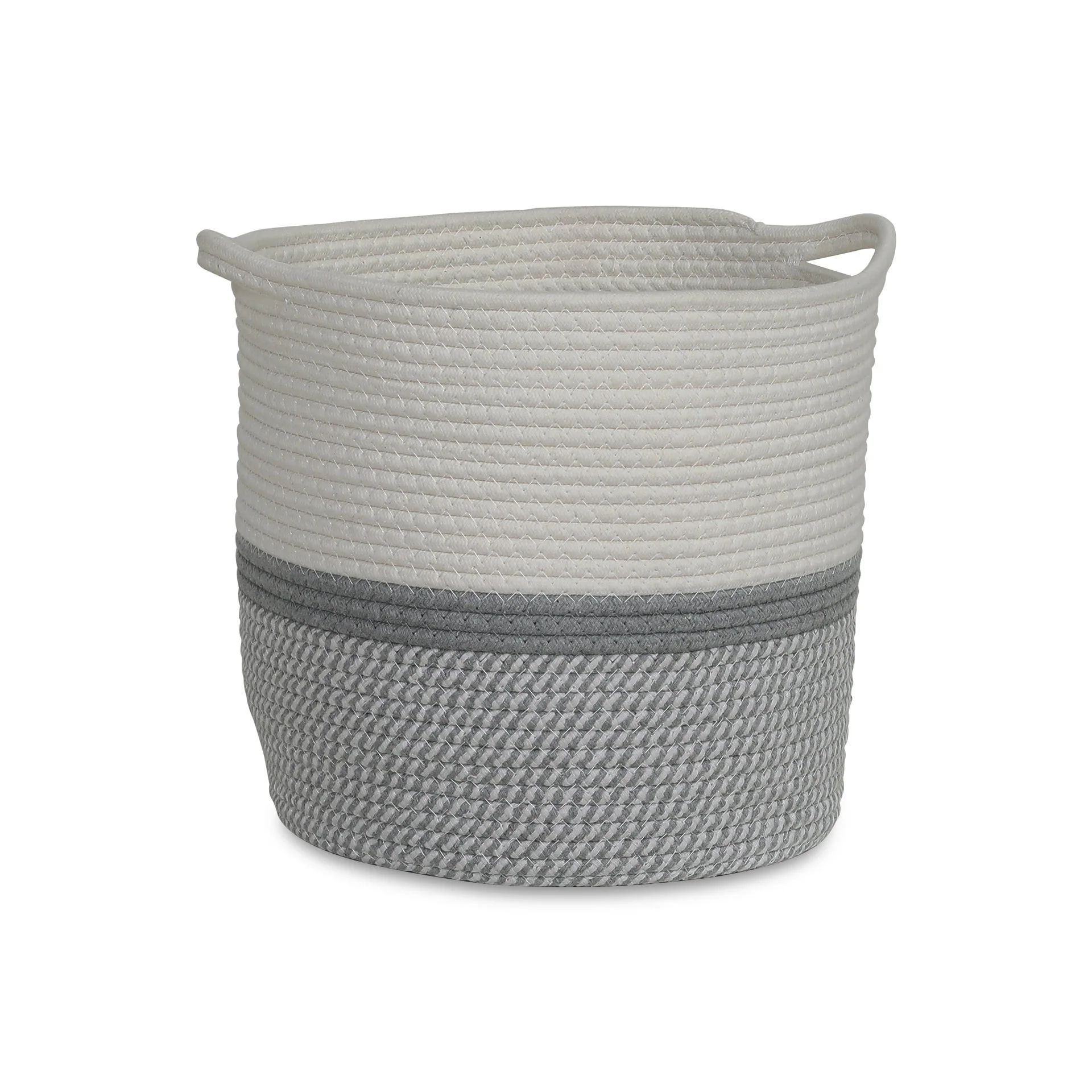 Cotton Rope Basket - White + Grey - Image 2
