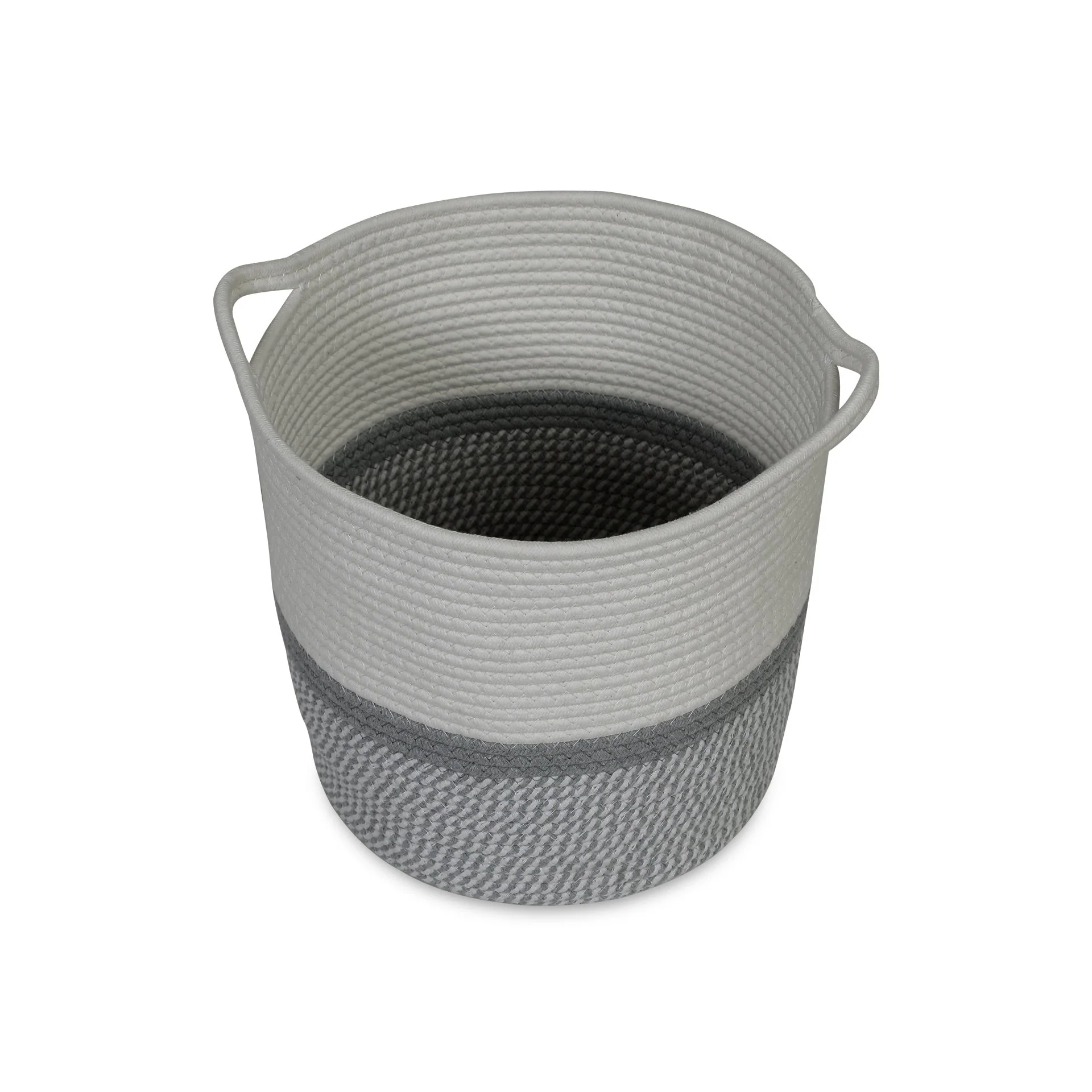 Cotton Rope Basket - White + Grey - Image 3