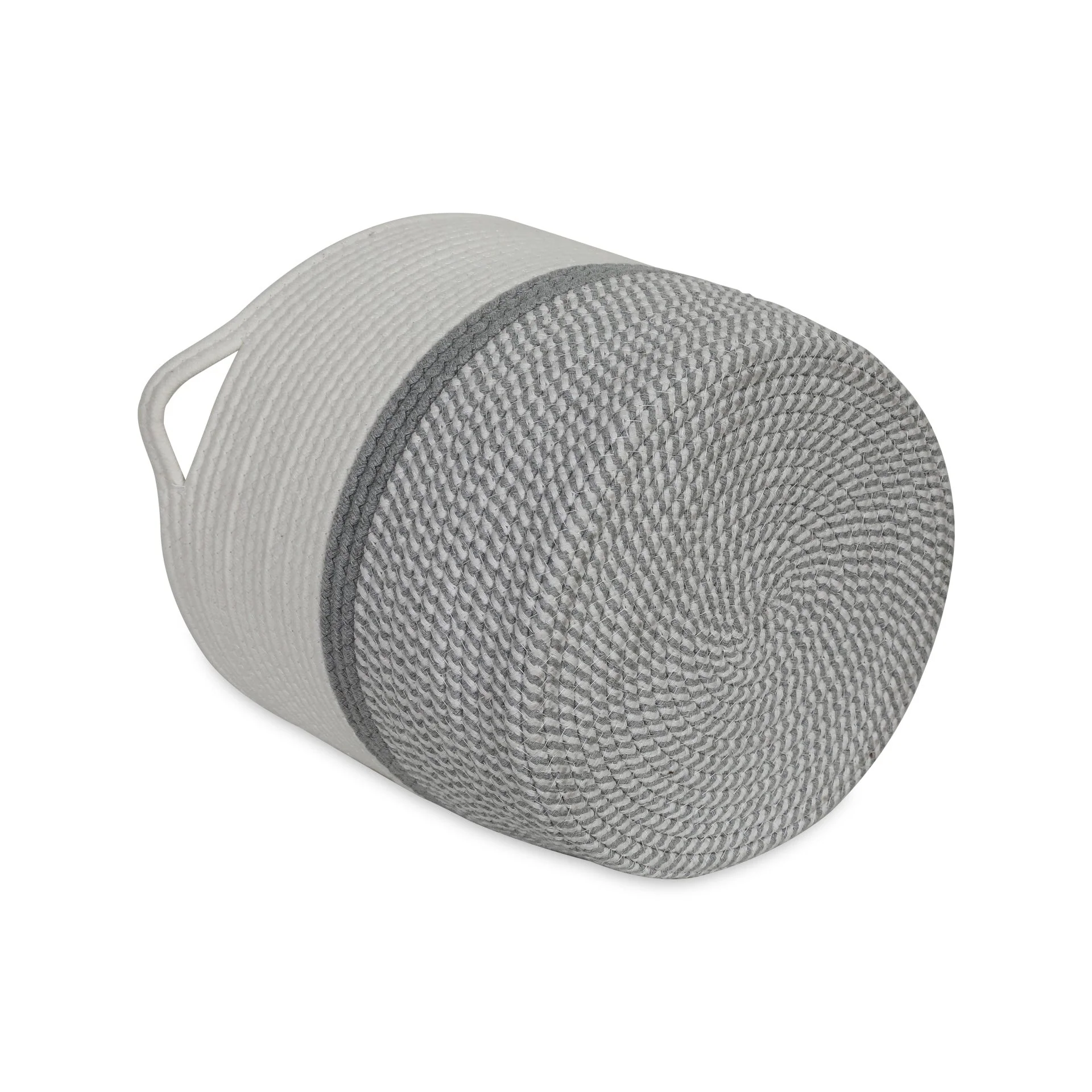 Cotton Rope Basket - White + Grey - Image 4