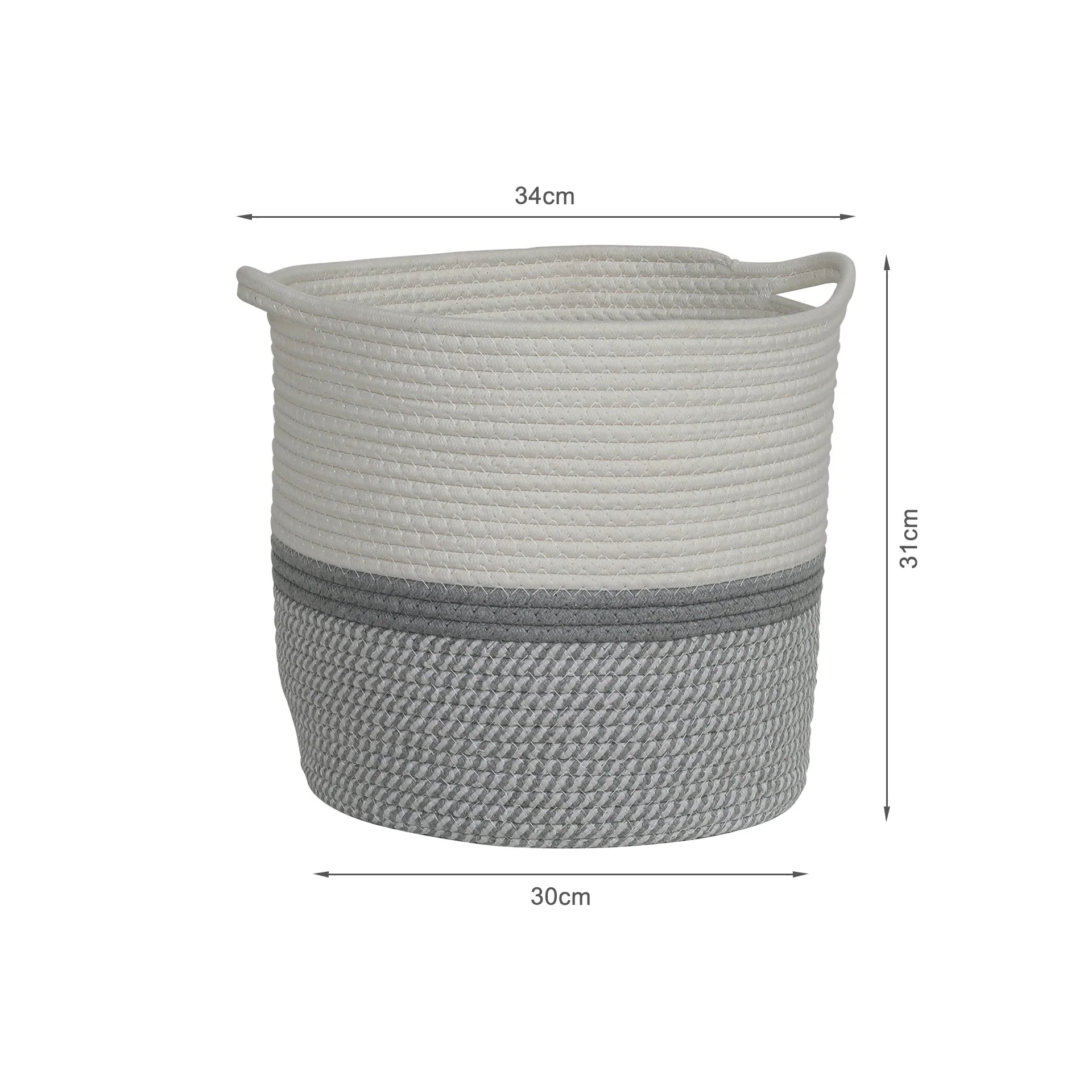 Cotton Rope Basket - White + Grey - Image 6