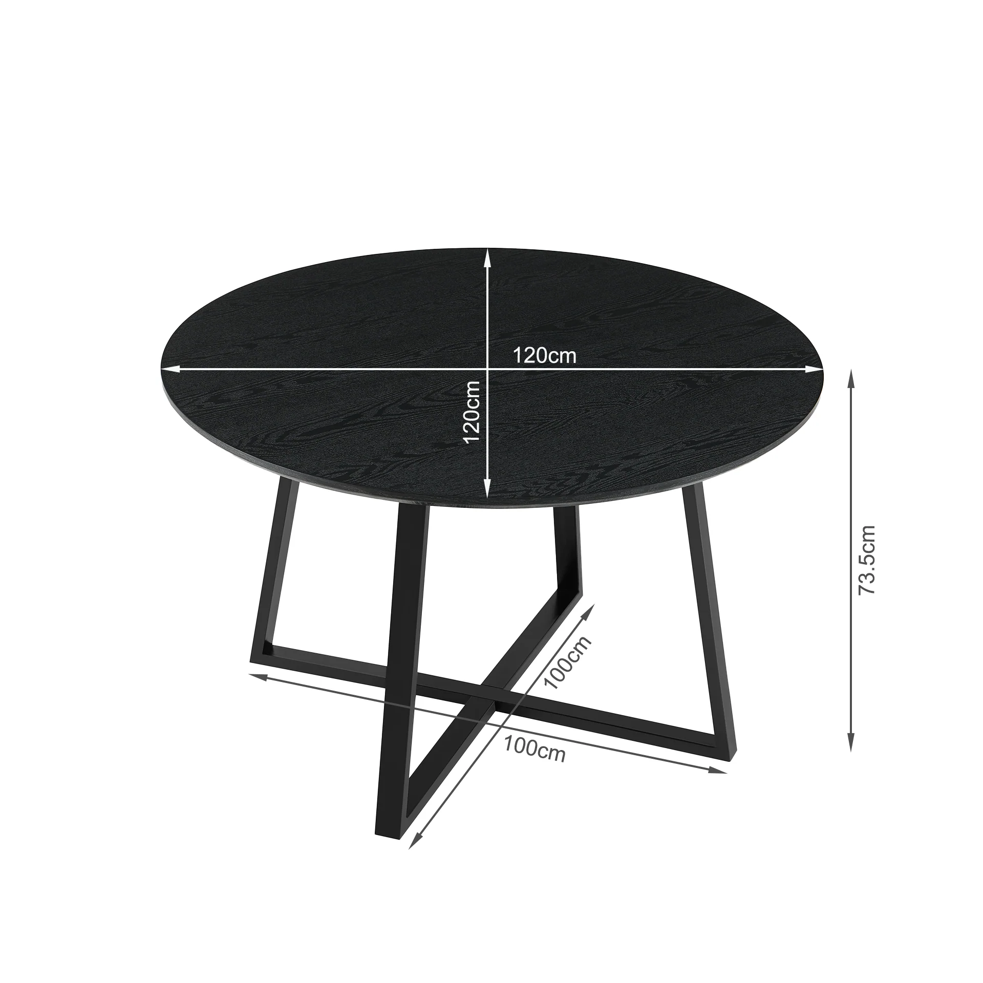 Crastin Round Dining Table 120x75cm - Black - Image 12
