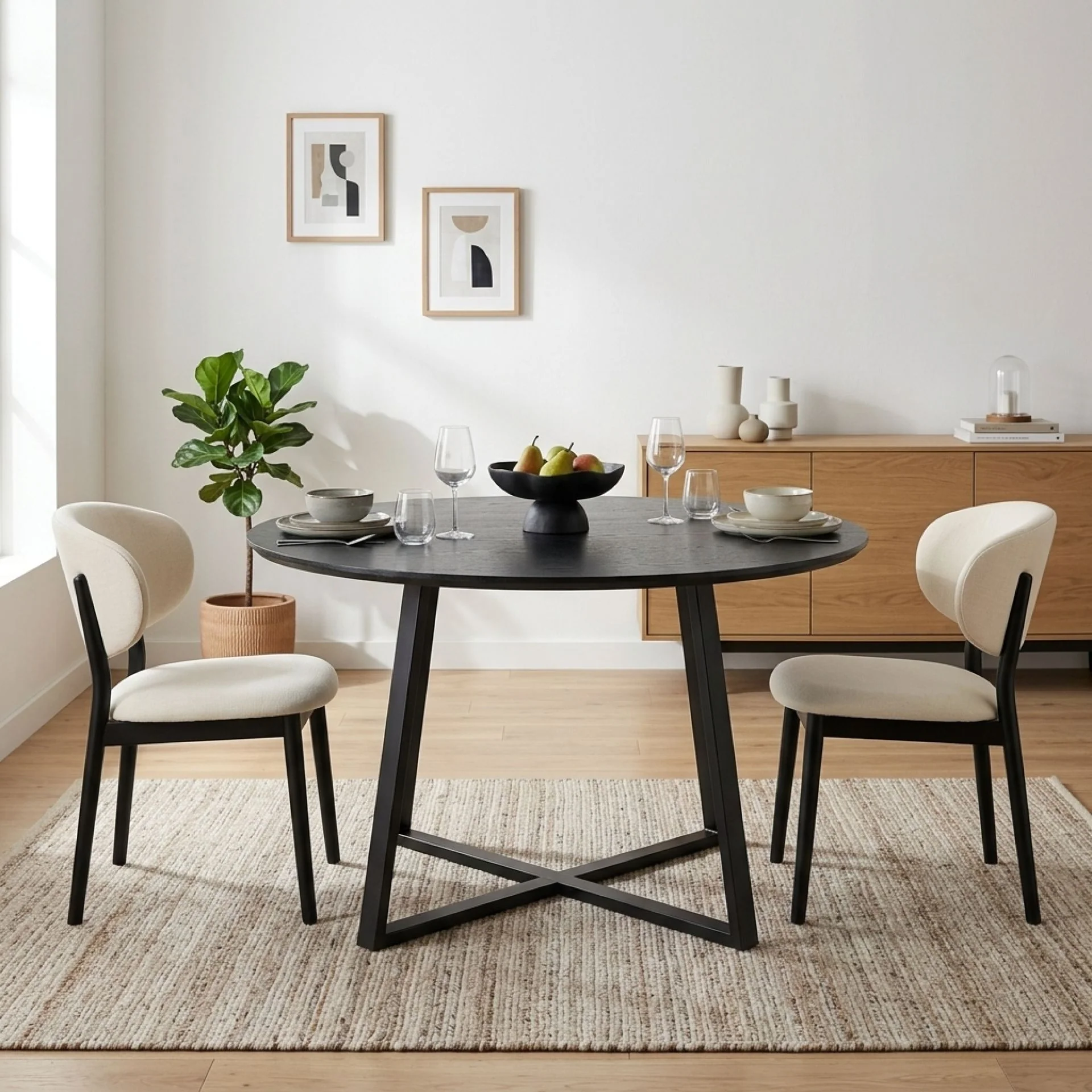 Crastin Round Dining Table 120x75cm - Black - Image 2
