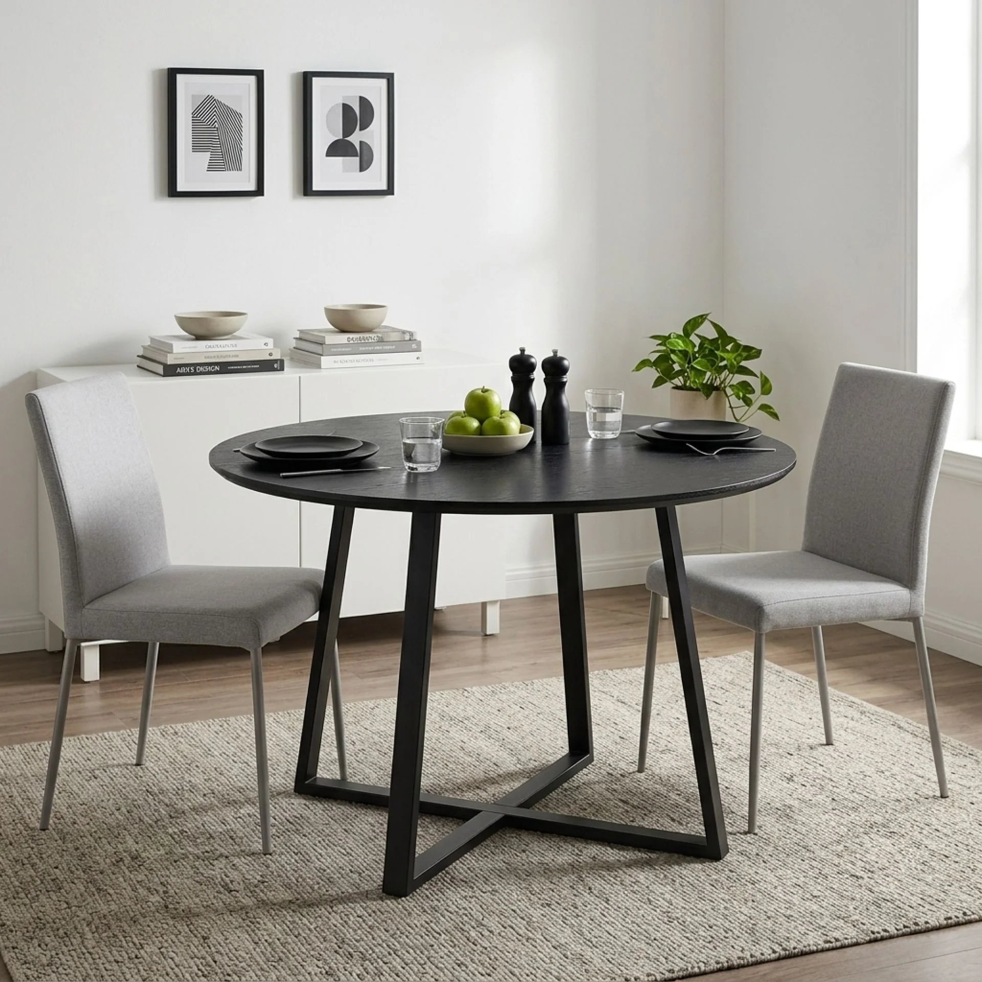 Crastin Round Dining Table 120x75cm - Black - Image 3