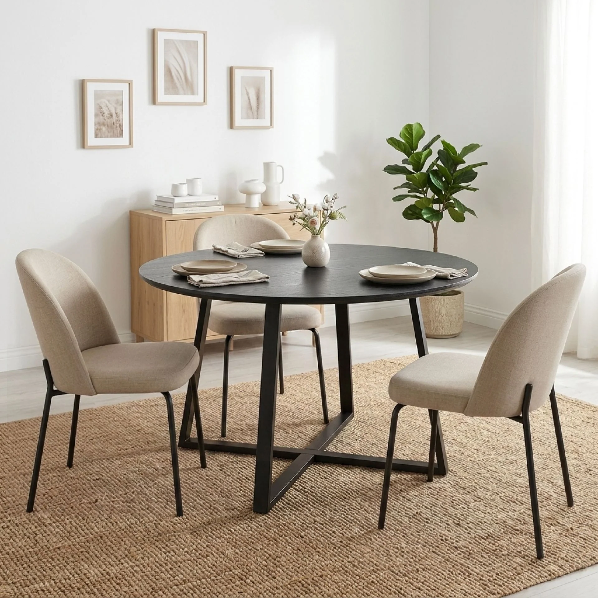 Crastin Round Dining Table 120x75cm - Black - Image 4