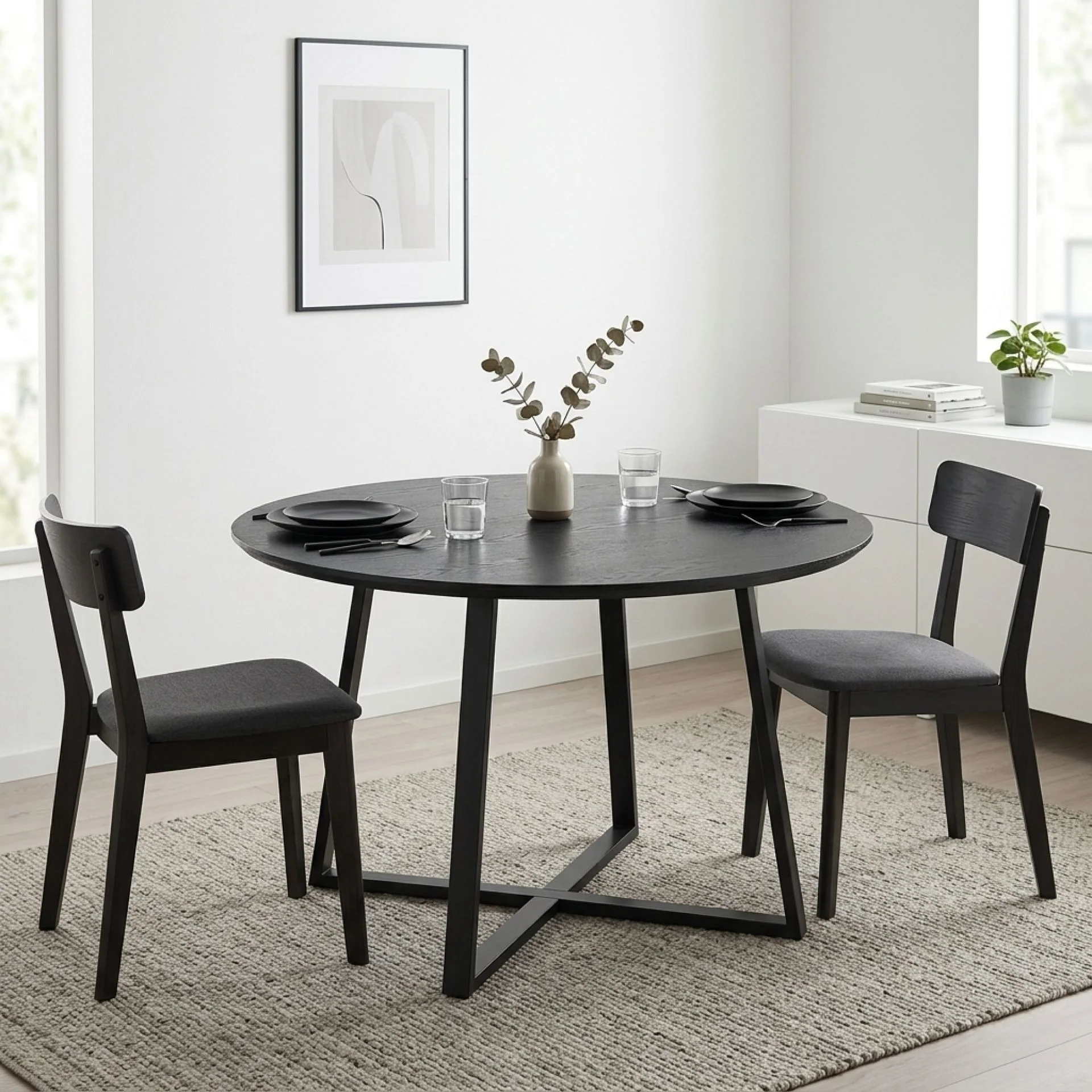 Crastin Round Dining Table 120x75cm - Black - Image 6