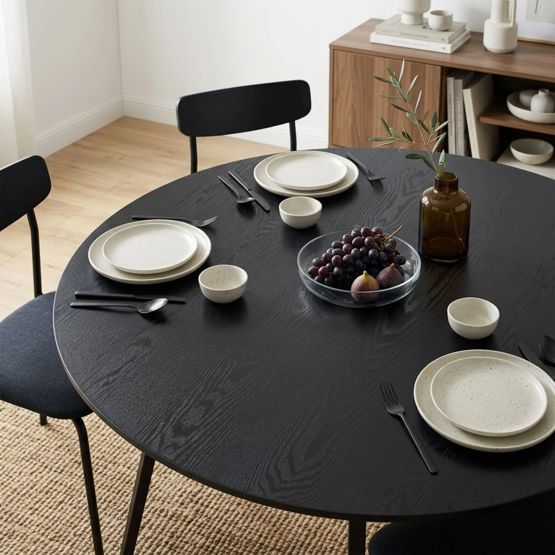 Crastin Round Dining Table 120x75cm - Black - Image 7