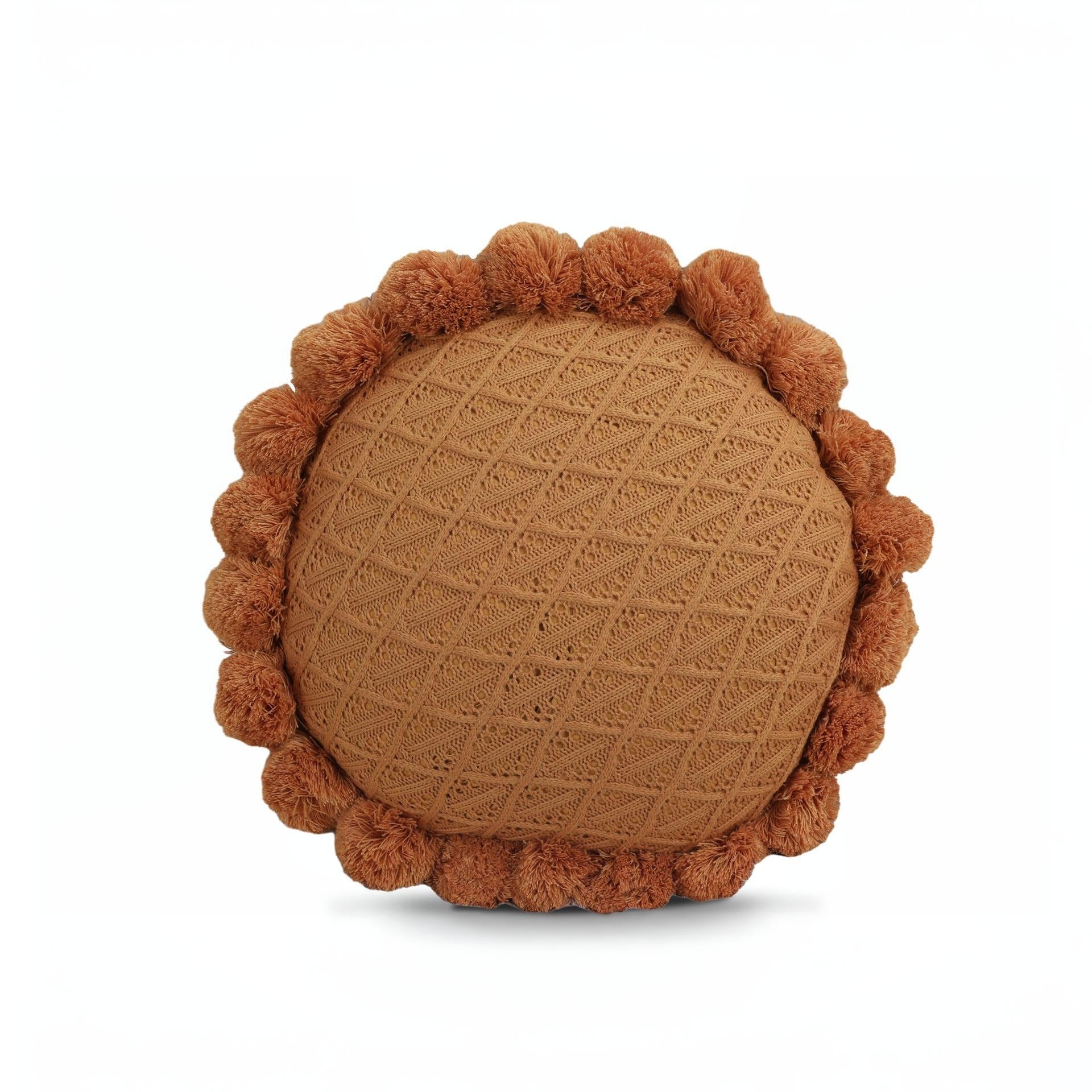 Crochet Designer Round Cushion Yellow 50cm