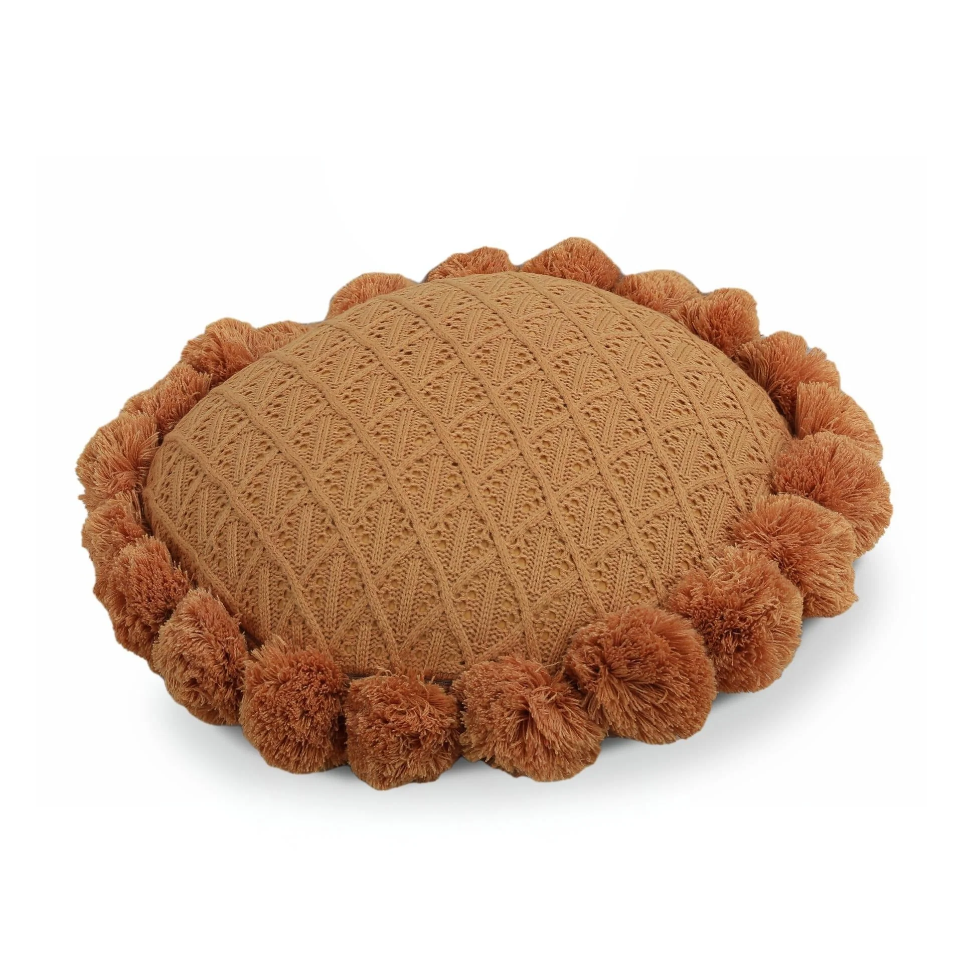 Crochet Designer Round Cushion Yellow 50cm - Image 2