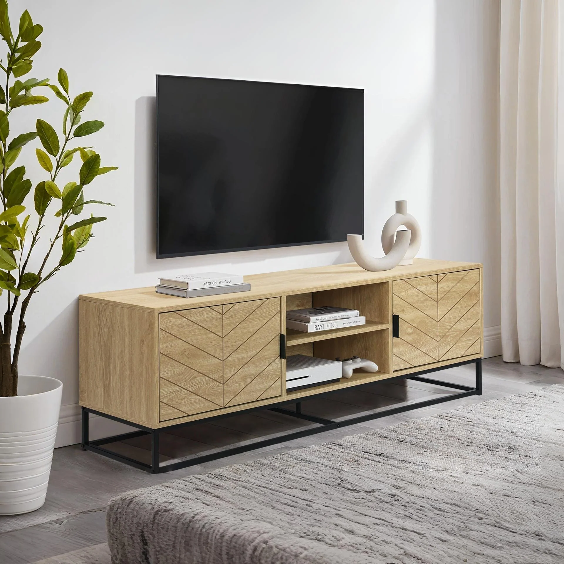 Crovo Wooden 1.4m Entertainment Unit - Natural
