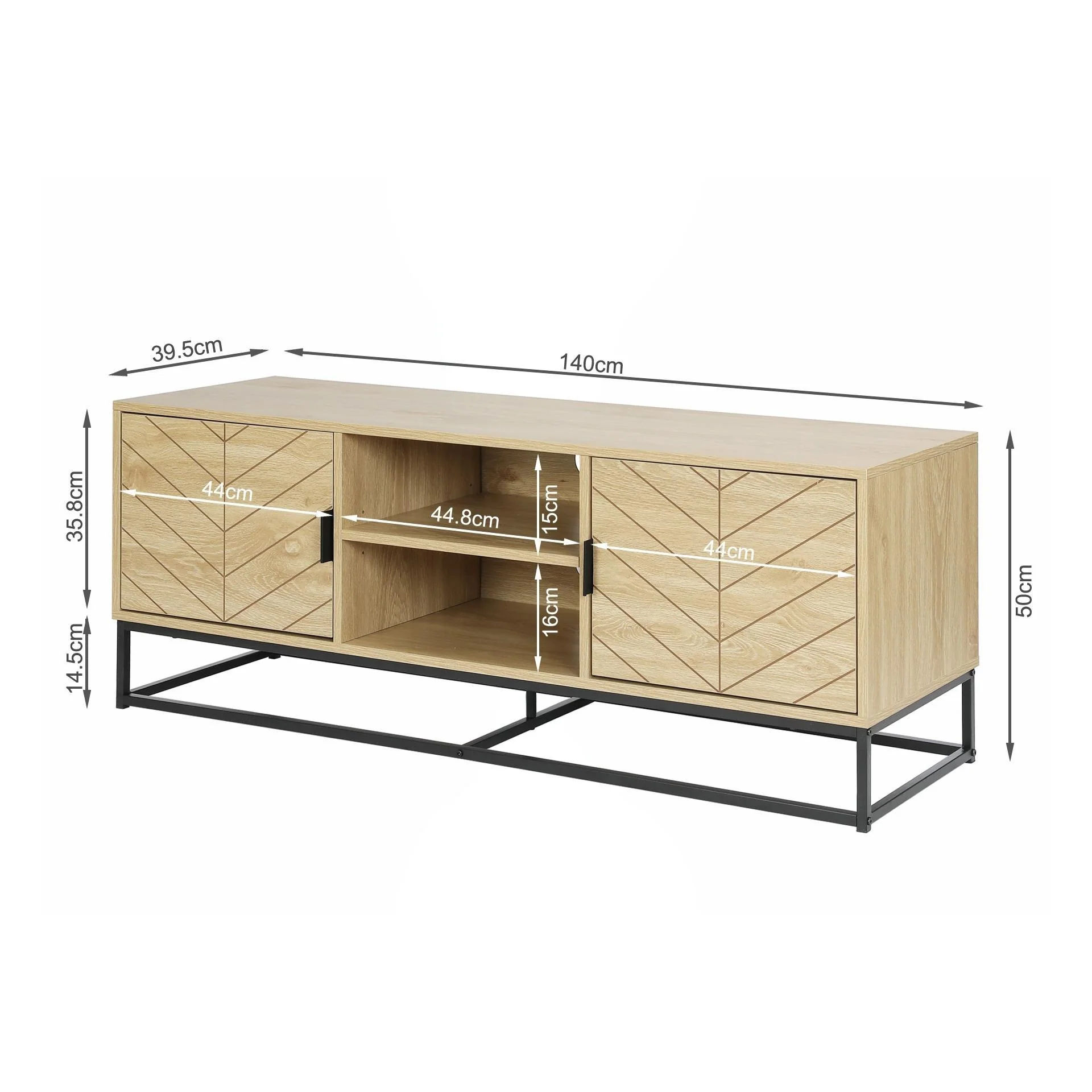 Crovo Wooden 1.4m Entertainment Unit - Natural - Image 9