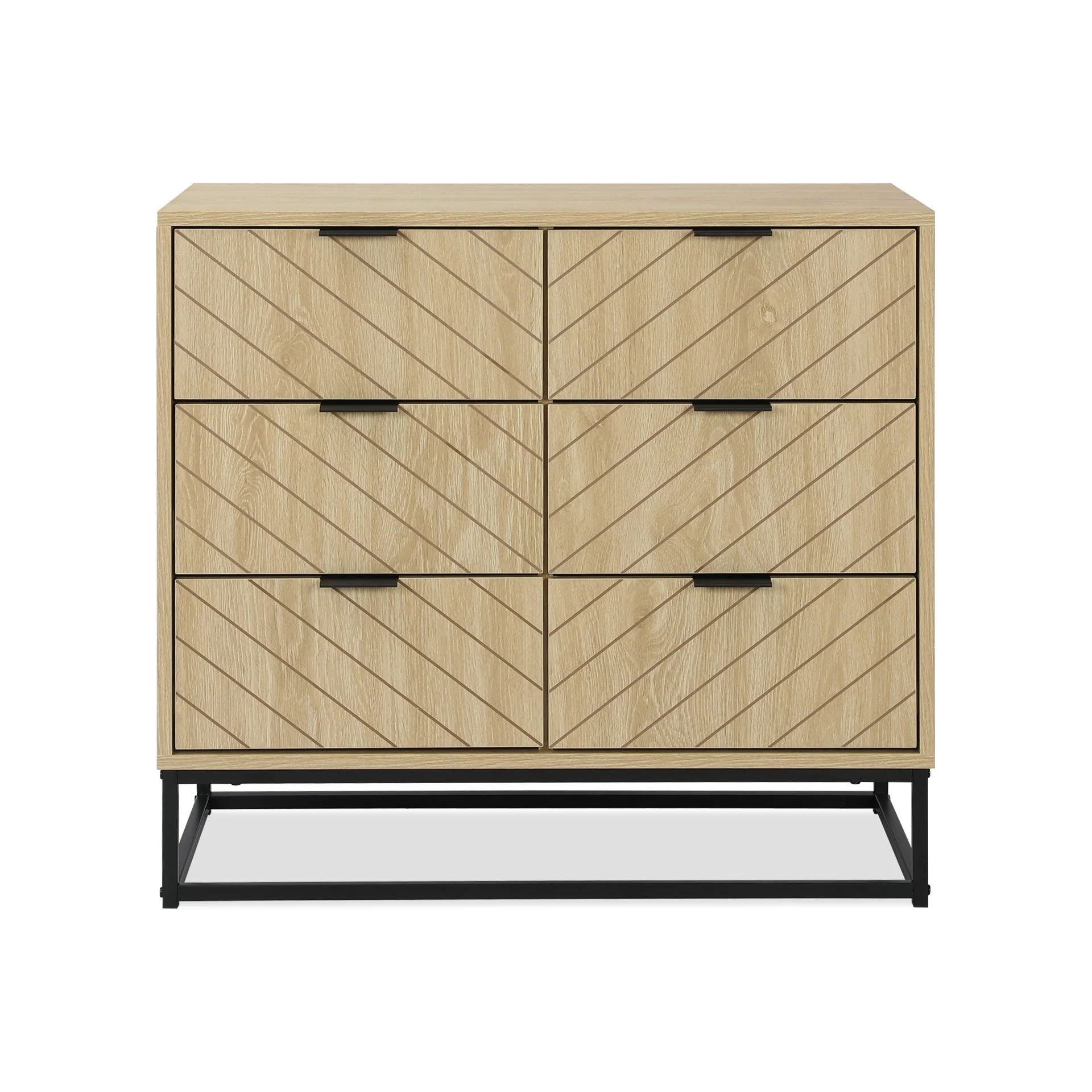 Crovo Wooden 6 Drawers Lowboy - Natural - Image 2