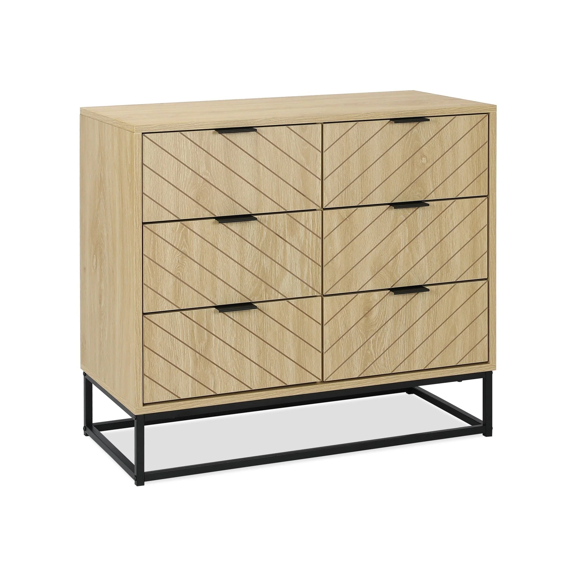 Crovo Wooden 6 Drawers Lowboy - Natural - Image 4