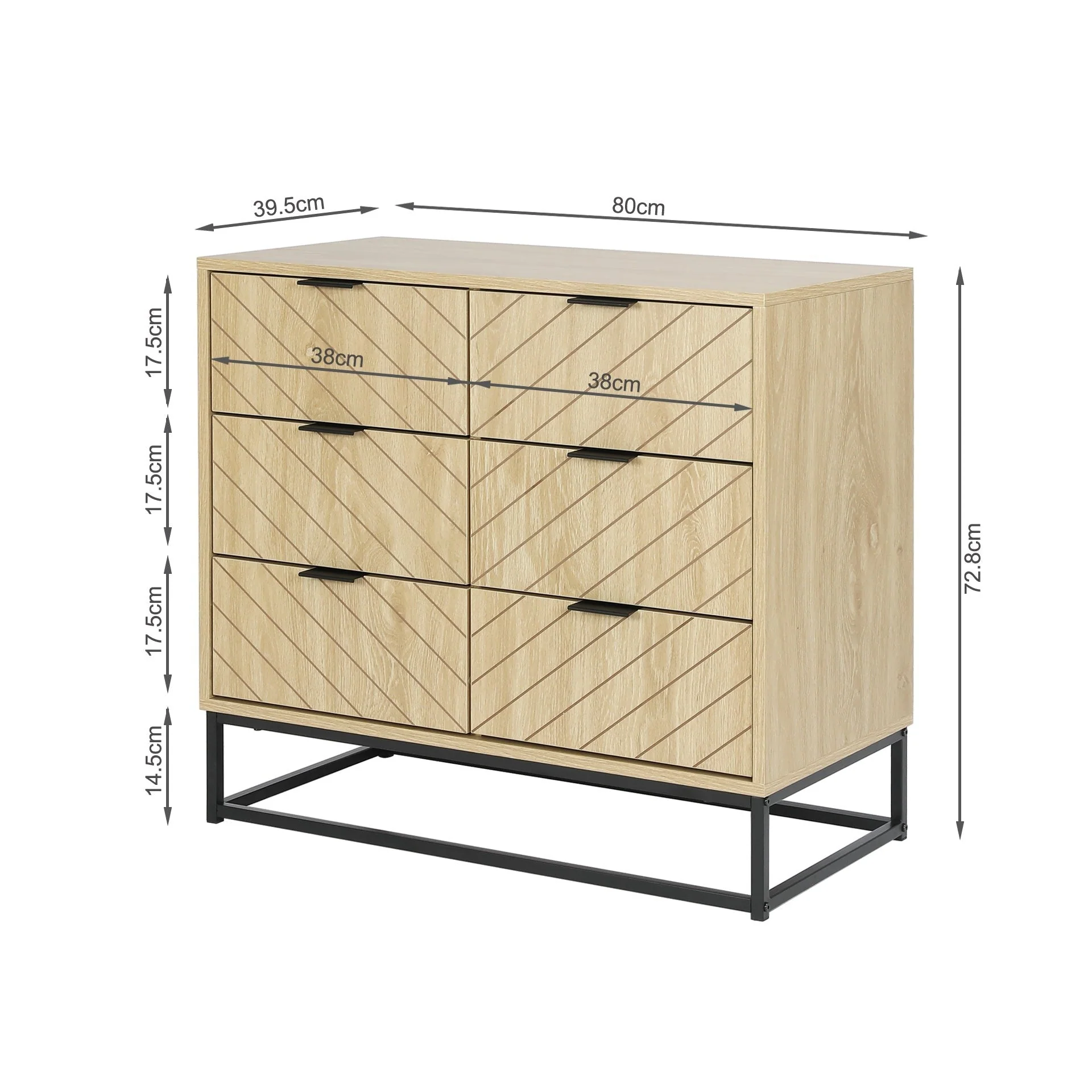Crovo Wooden 6 Drawers Lowboy - Natural - Image 7
