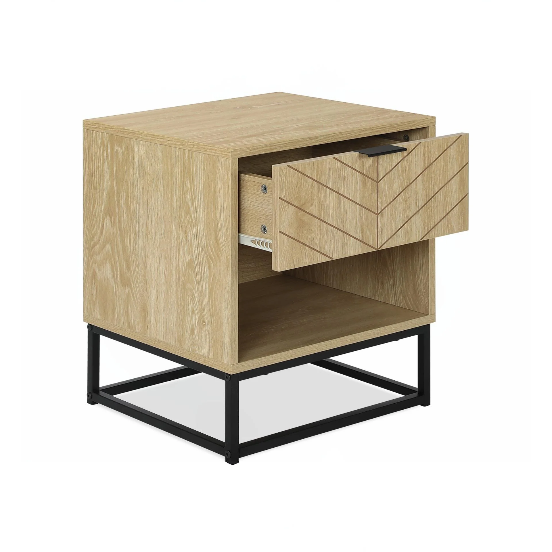Crovo Wooden Bedside Table - Natural - Image 4